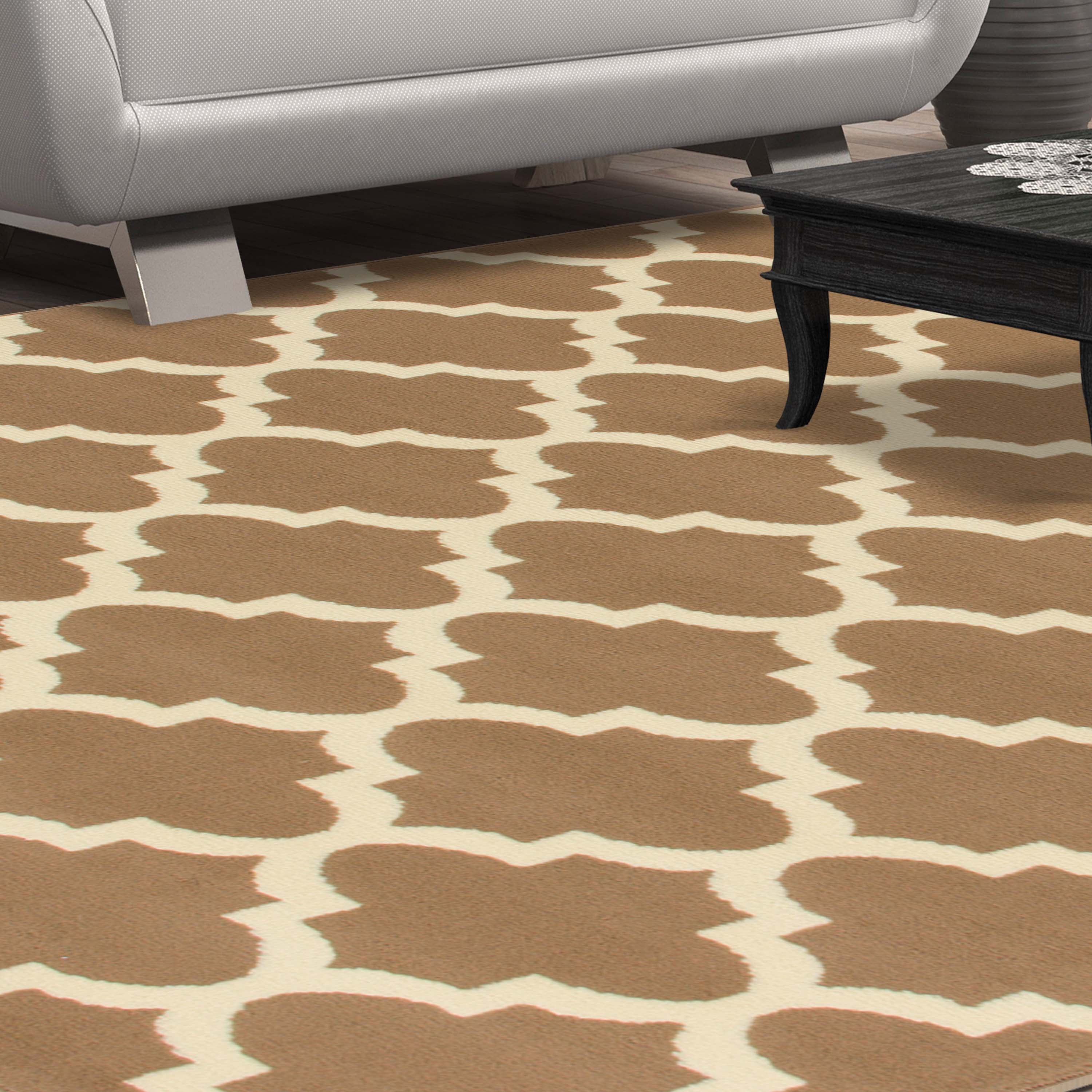 Modern Quatrefoil Geometric Trellis Indoor Area Rug - Non-Slip Soft Living Room Carpet - Perfect for Bedroom, Nursery, Dorm & Home Decor