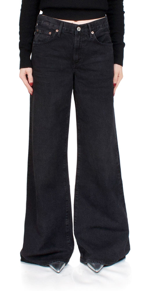 Clara Low Rise Baggy Jeans for Women - Stretch Denim Pants with Mascara Wash | Casual Streetwear & Everyday Outfits