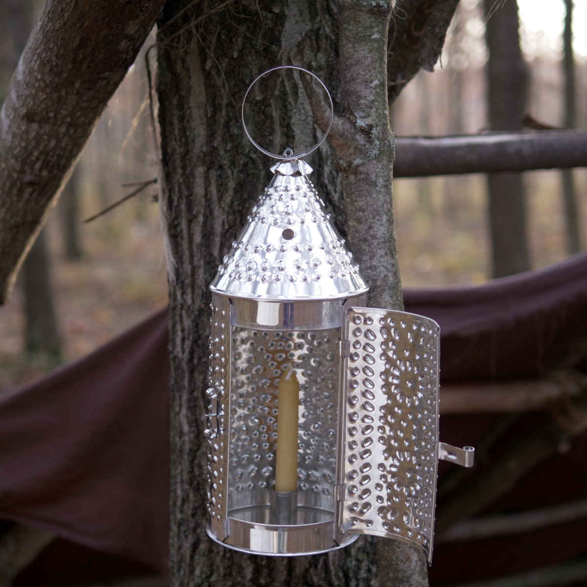 Medium Pierced Tin Lanterns - Rustic Outdoor Hanging Decor for Garden, Patio, and Porch Lighting