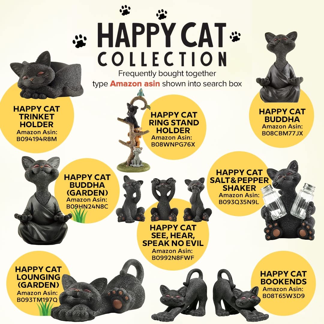 Happy Black Cat Figurine - Cute Home & Office Decor for Cat Lovers - Perfect Gift Idea