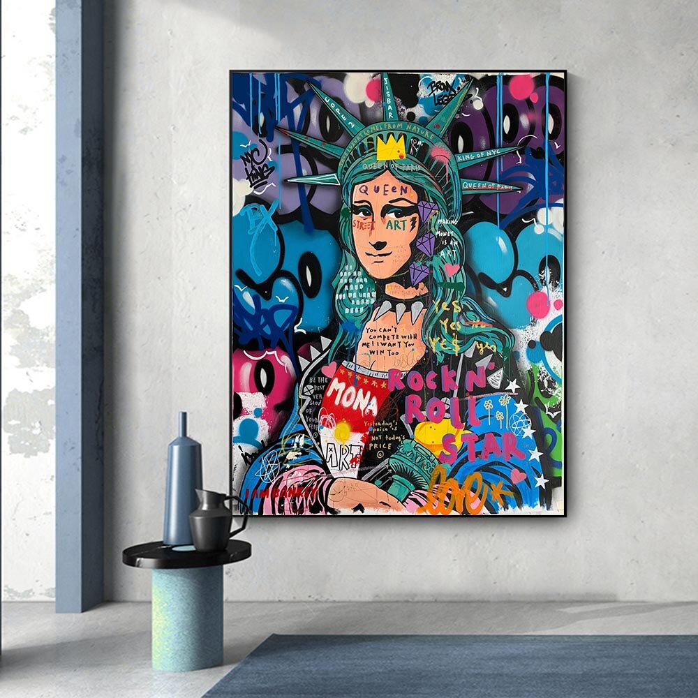 Statue of Liberty Graffiti Canvas Wall Art - Modern Urban Decor for Living Room, Bedroom & Office - Unique NYC Themed Wall Painting