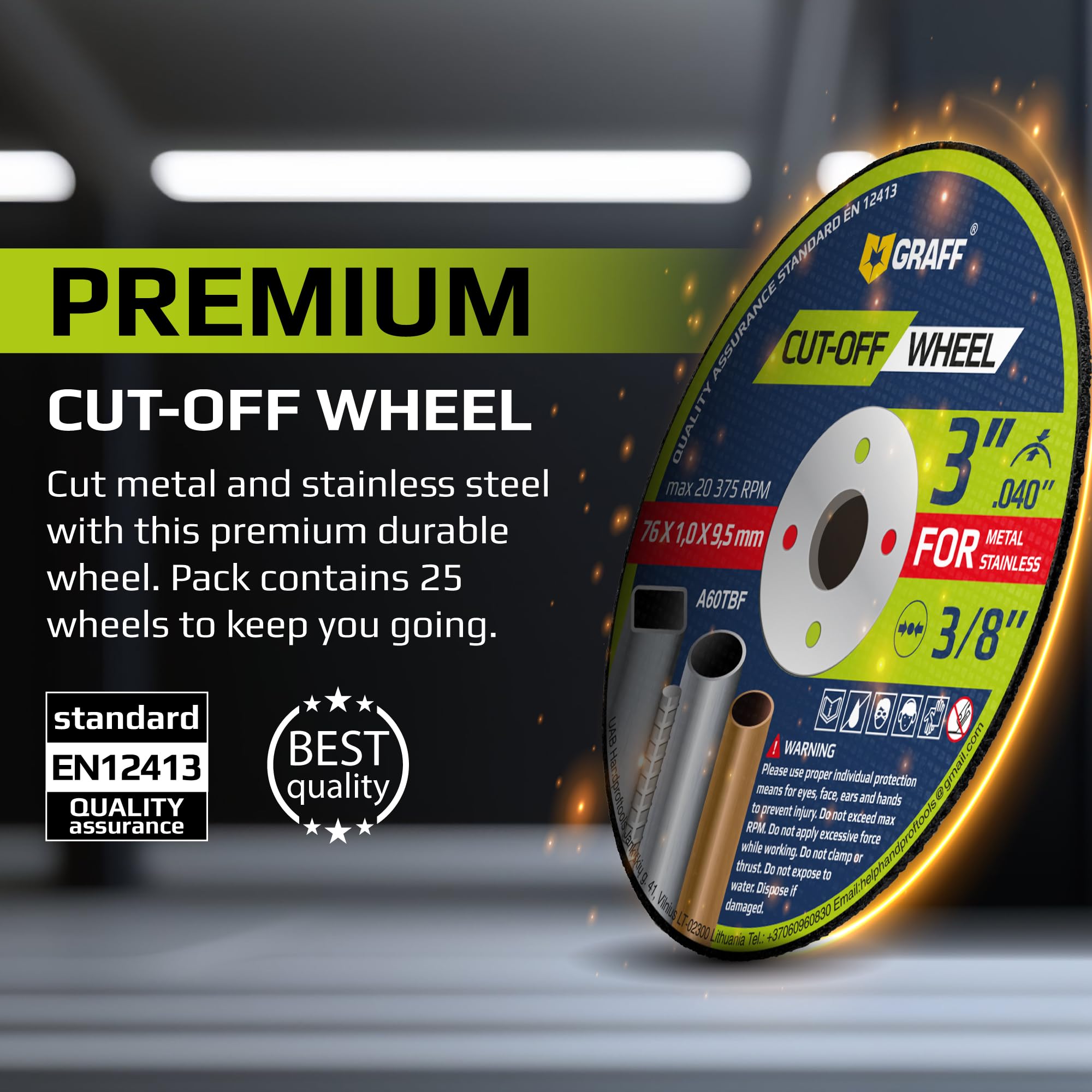 3 Inch Cut Off Wheels for Metal & Stainless Steel - 25 Pack Professional Thin Cutting Discs 3