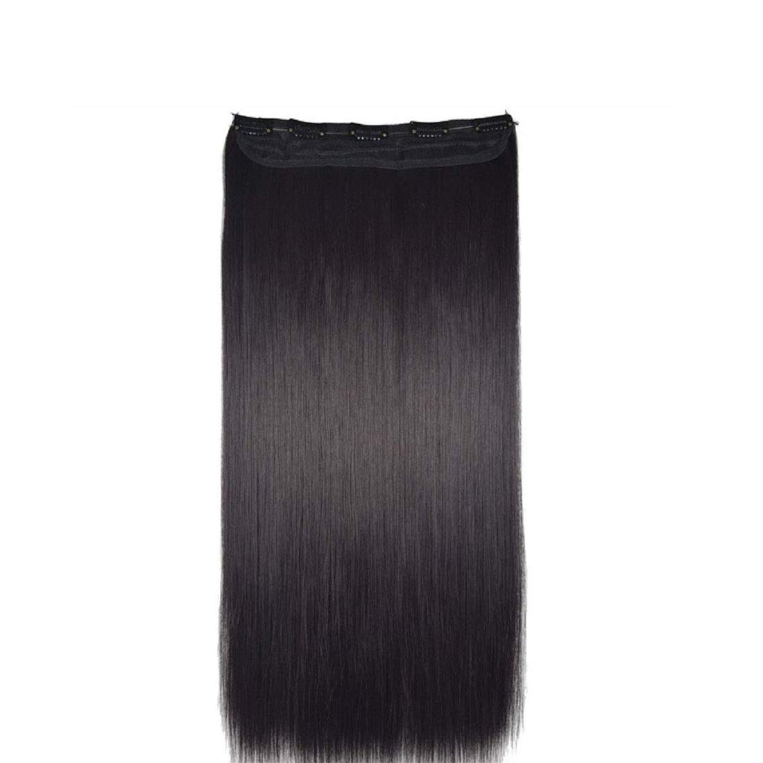AROOMAN5 Clip-In Straight Synthetic Hair Extensions for Women - 26 Inches Natural Black - Perfect for Daily Styling, Parties & Weddings