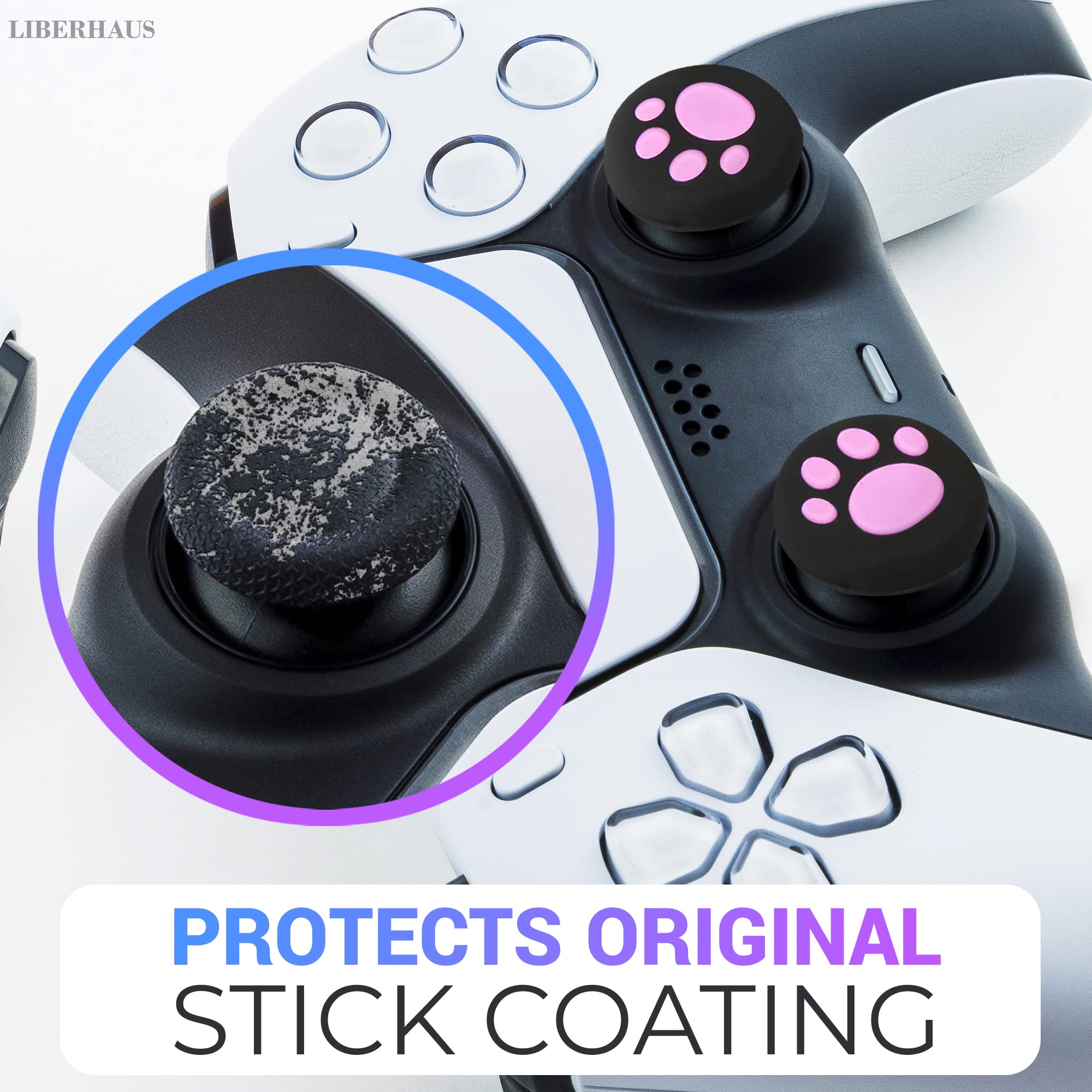 4PCS Pink Cat Paw Thumbstick Grips for PS5, PS4, PS3, Xbox, Nintendo Switch & Steam Deck - Anti-Slip Silicone Joystick Caps - Cute Gaming Controller Accessories for Enhanced Grip & Comfort During Long Gaming Sessions