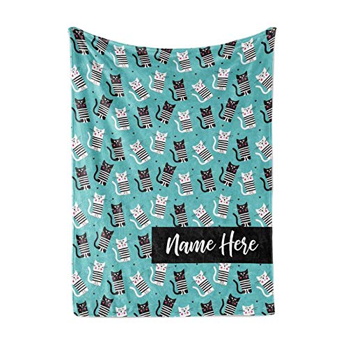 Personalized Funny Cat Lover Fleece Throw Blanket - Soft Warm Lightweight Blanket Gift for Cat Owners (Small/Medium/Large/XL) - Perfect for Sofa, Bed, Couch & Winter Nights