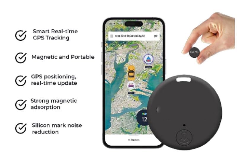 Oveallgo™ Prox Mini Magnetic GPS Tracker - 3 Pack Black | Waterproof Real-Time Tracking Device for Kids, Cars, Luggage, Pets & Elderly | Portable Anti-Loss Locator for Travel, Hiking & Outdoor Activities