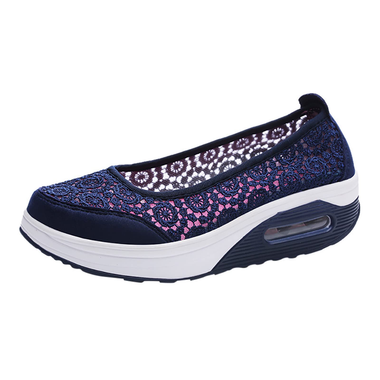 Comfortable Women's Slip-On Walking Shoes - Breathable Lace-Up Sneakers with Floral Design for Casual Wear, Travel & Outdoor Activities
