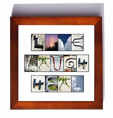 Custom Framed Photo Letter Art - Personalized Alphabet Photography for Wall Decor - Perfect for Home, Office & Gifts - LIVE LAUGH HEAL Inspirational Quote