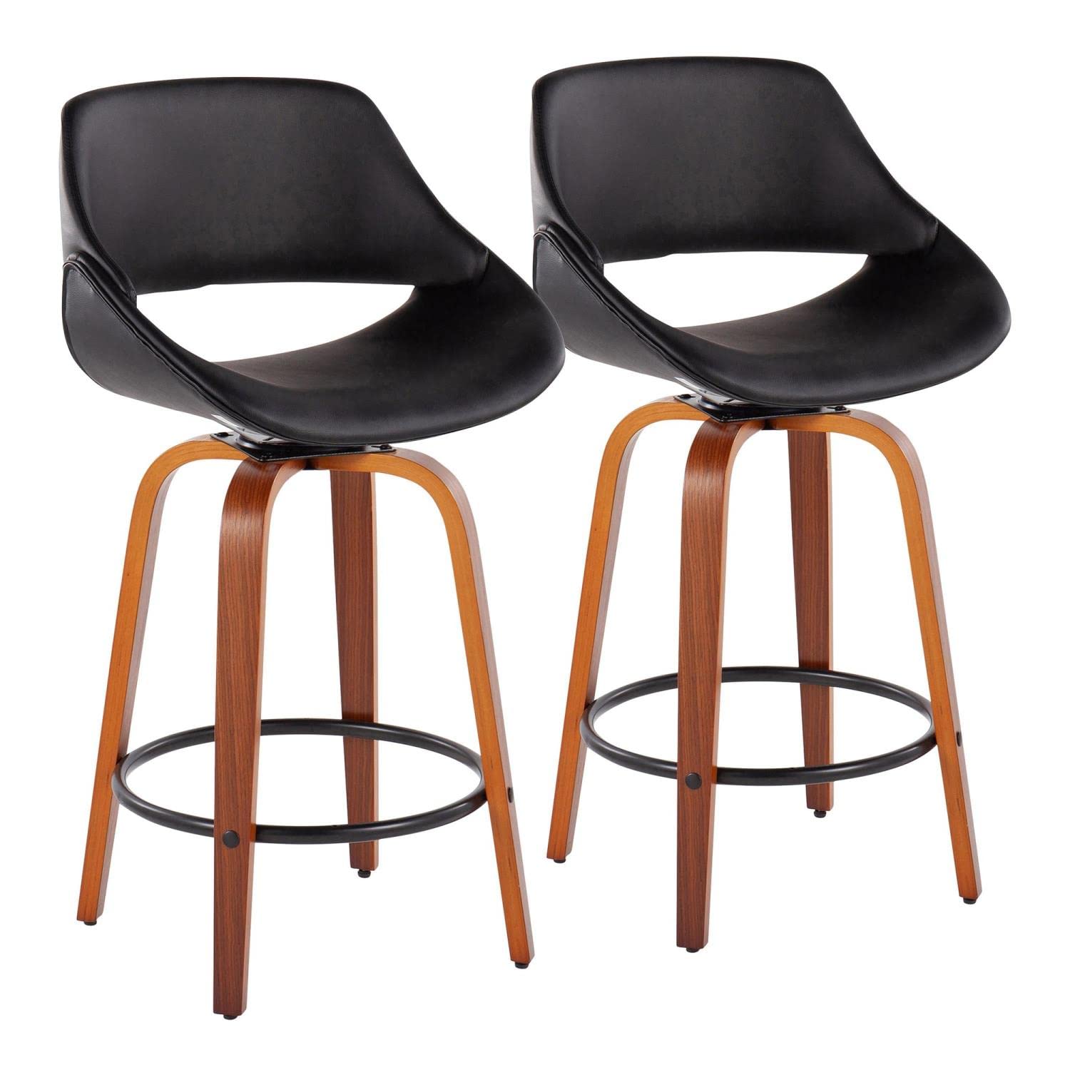 LumiSource Walnut Wood Counter Stools Set of 2 - 24