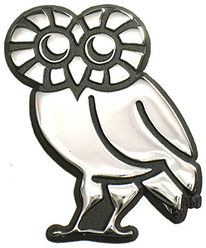 Athenian Owl Solid Metal Chrome Emblem Patch - Rice Owls AMG Collection - Perfect for Jackets, Hats, Bags & DIY Crafts