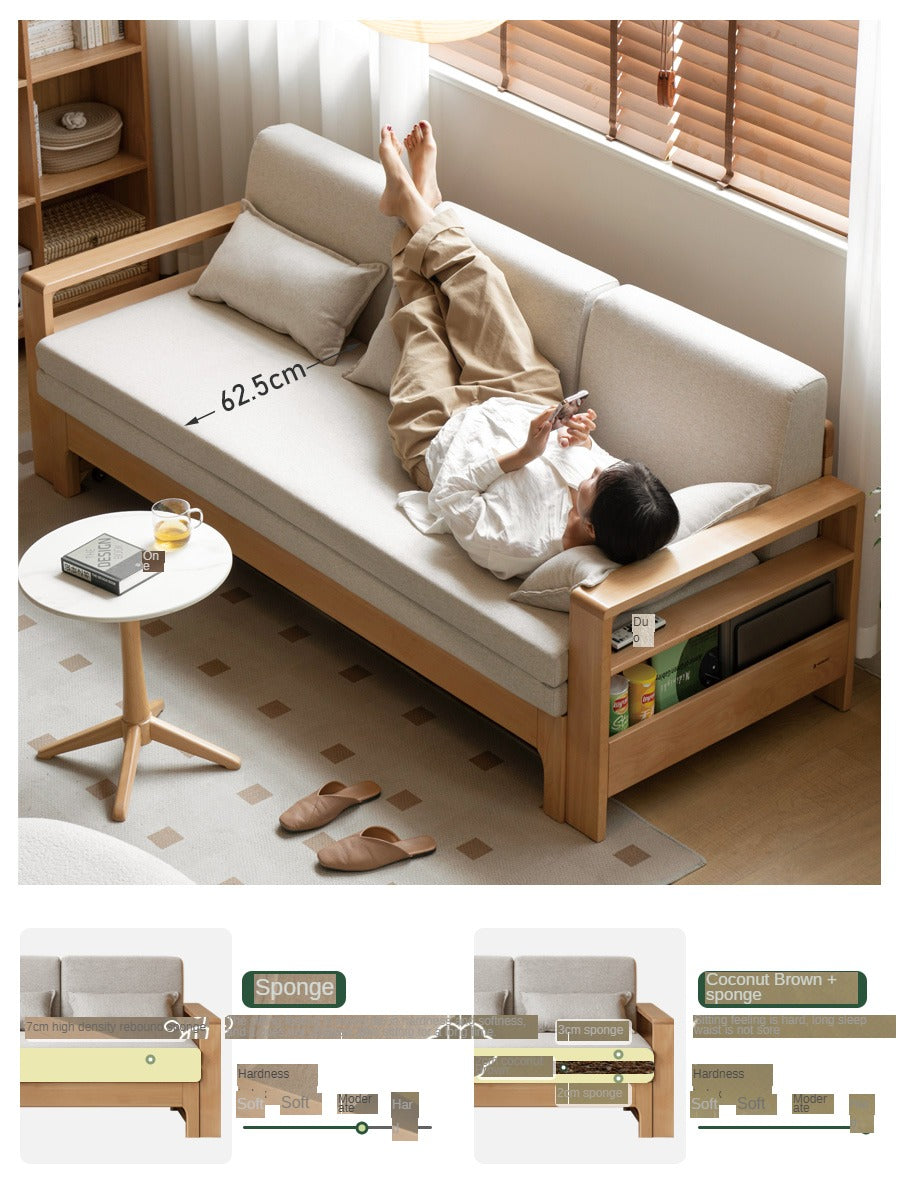 Solid Oak & Beech Wood Sleeper Sofa - Convertible Couch Bed for Living Room, Guest Room & Small Spaces - Durable & Stylish Furniture for Home & Office