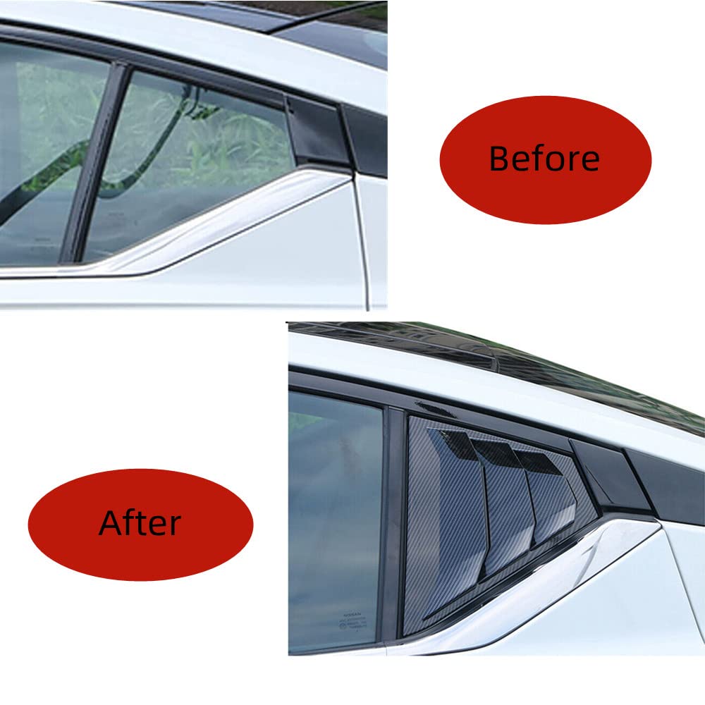 2PCS Rear Side Window Louvers for Nissan Altima 2019-2022 - Carbon Fiber Style Air Vent Scoop Shades - Racing Accessories for Car Decoration & Sun Protection - Perfect for Street Racing & Summer Driving