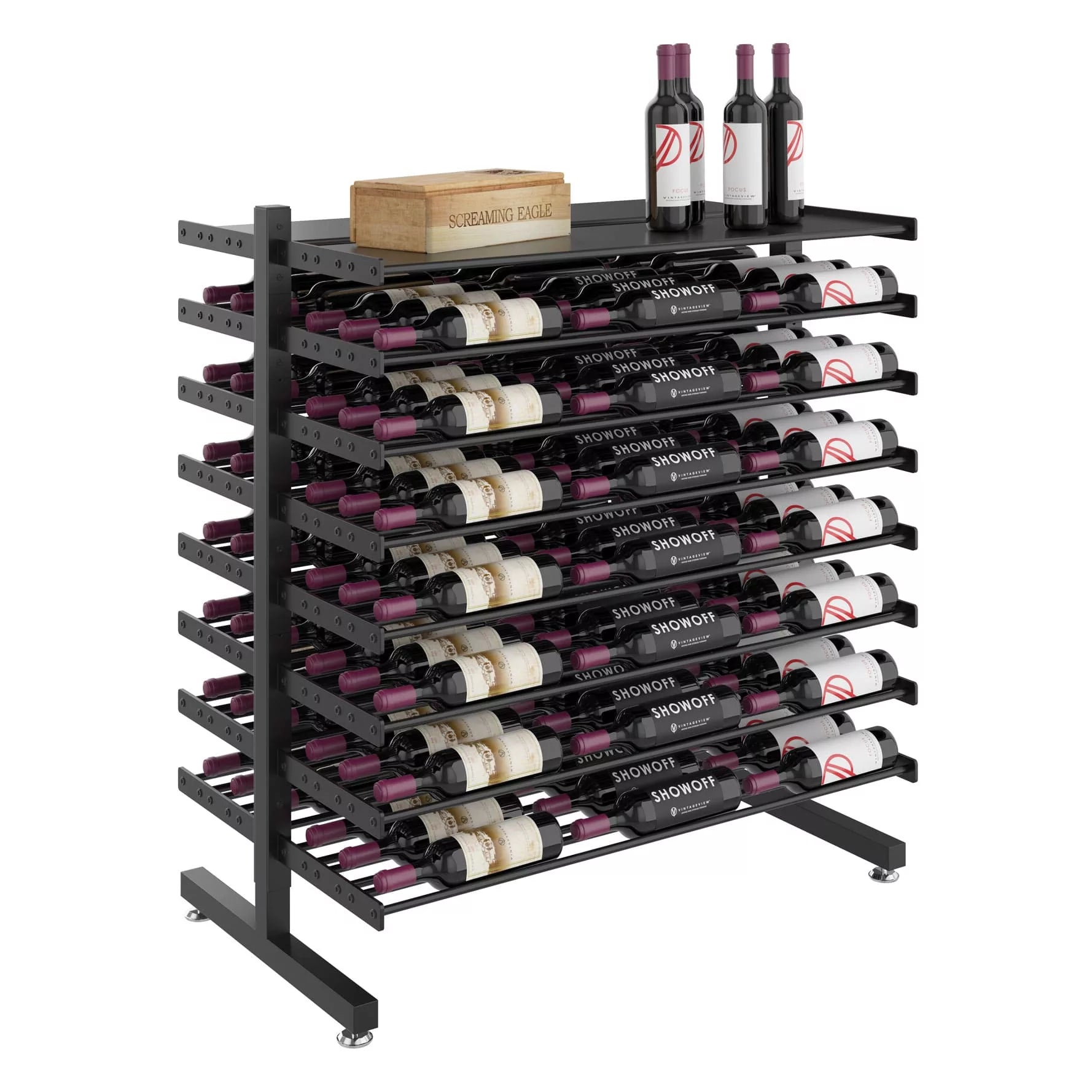 Evolution 126 Bottle Wine Rack - Premium Wooden Wine Storage Shelf for Kitchen, Bar & Dining Room - Space Saving Wine Bottle Organizer Display Stand for Home & Commercial Use