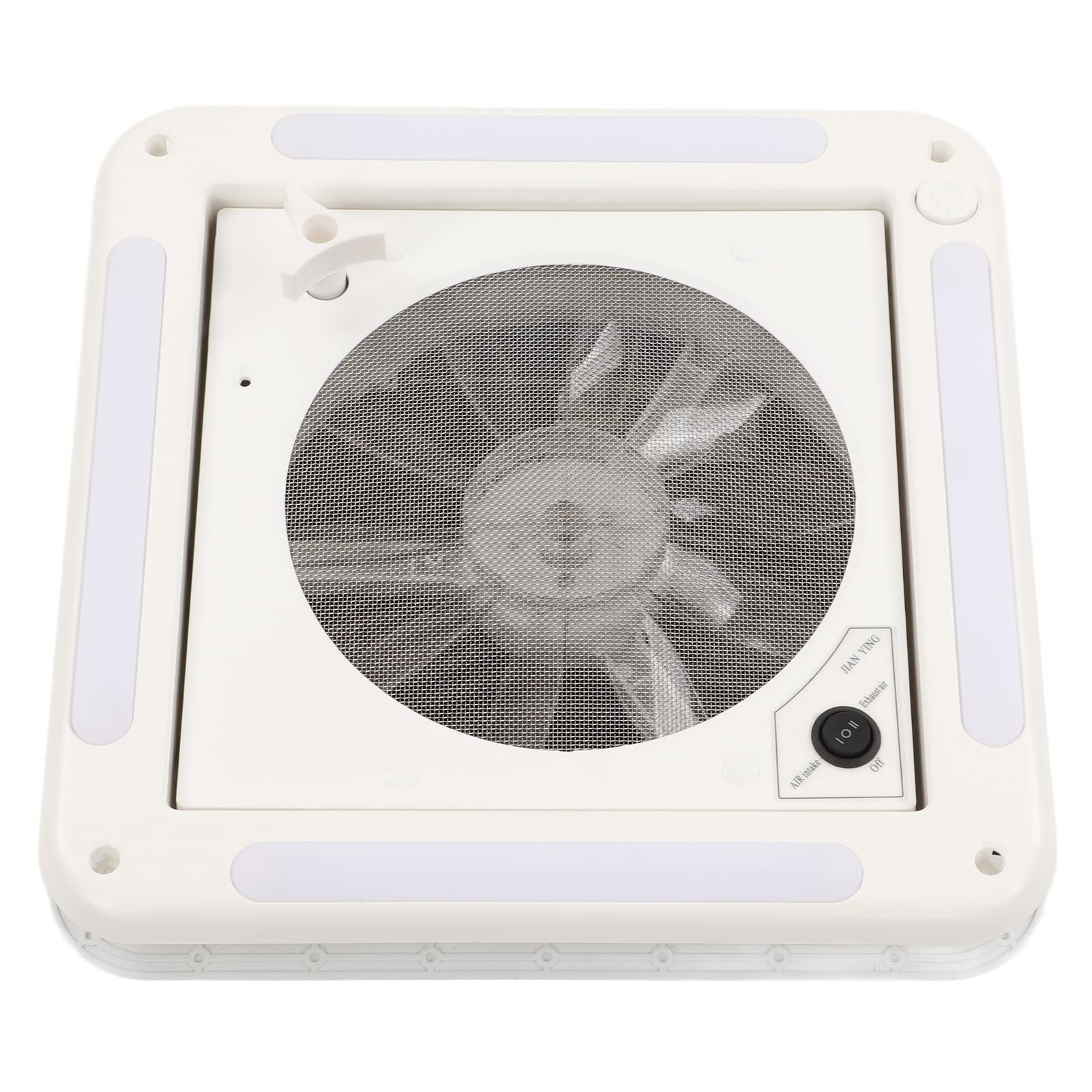 14'' RV Roof Vent Fan with 4 LED Lights - 12V Reversible 10-Blade Ceiling Fan with One-Touch Dual Mode - Universal for Camper Van, Trailer, Motorhome - Perfect for Air Circulation & Interior Lighting
