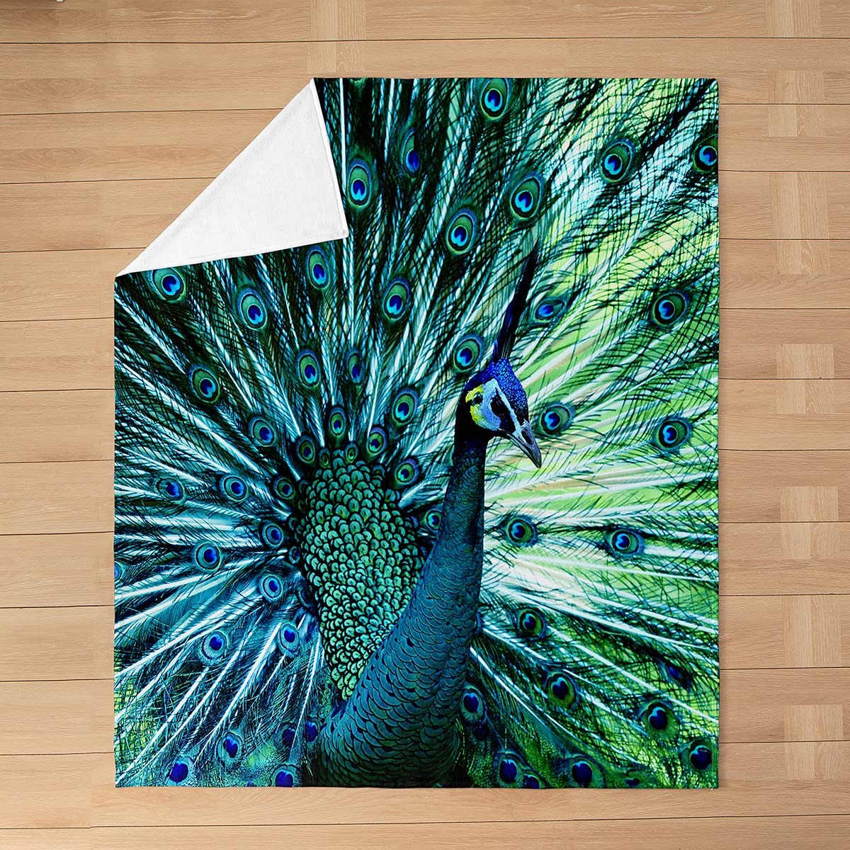 Peacock Fleece Throw Blanket - Soft Flannel Fuzzy Blanket for All Seasons - Queen Size 90