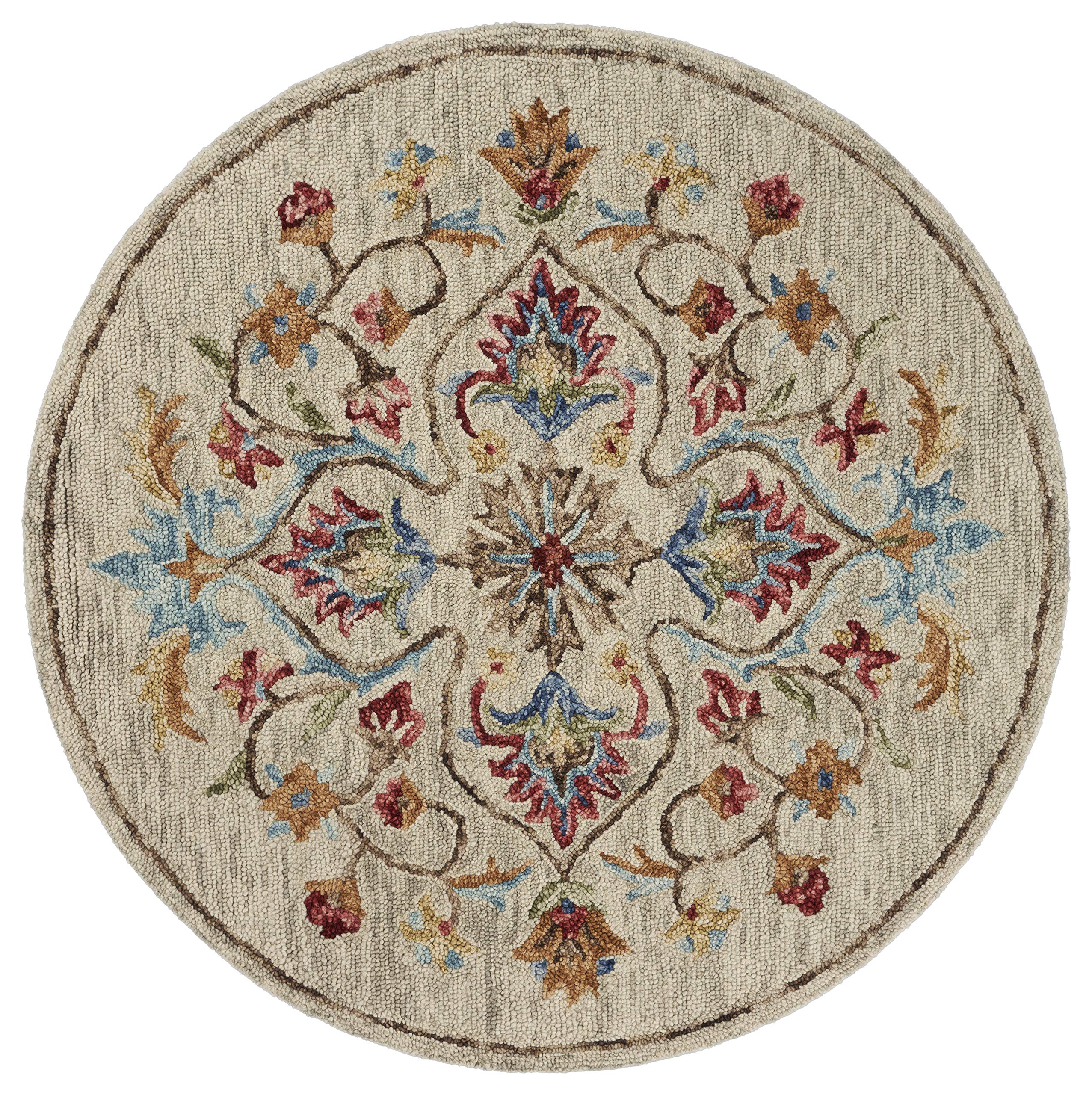 LR Home SINUOUS 6' Round Beige Area Rug - Soft Modern Boho Rug for Living Room, Bedroom & Nursery Decor
