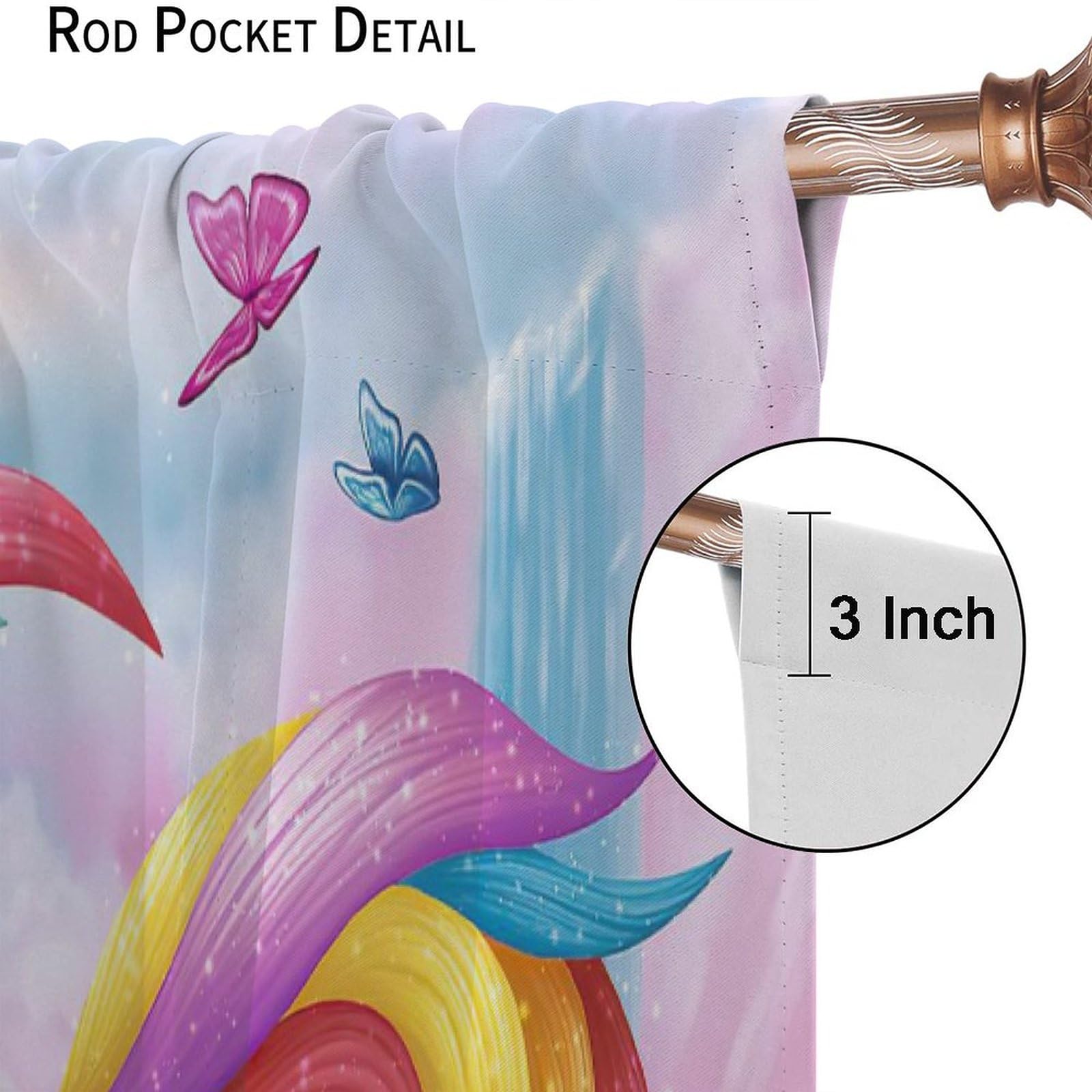 Unicorn Blackout Curtains for Kids Room - Pink Cartoon Design, 42x54 Inch (2 Panels) - Perfect for Nursery, Bedroom, Living Room & Kitchen Decor