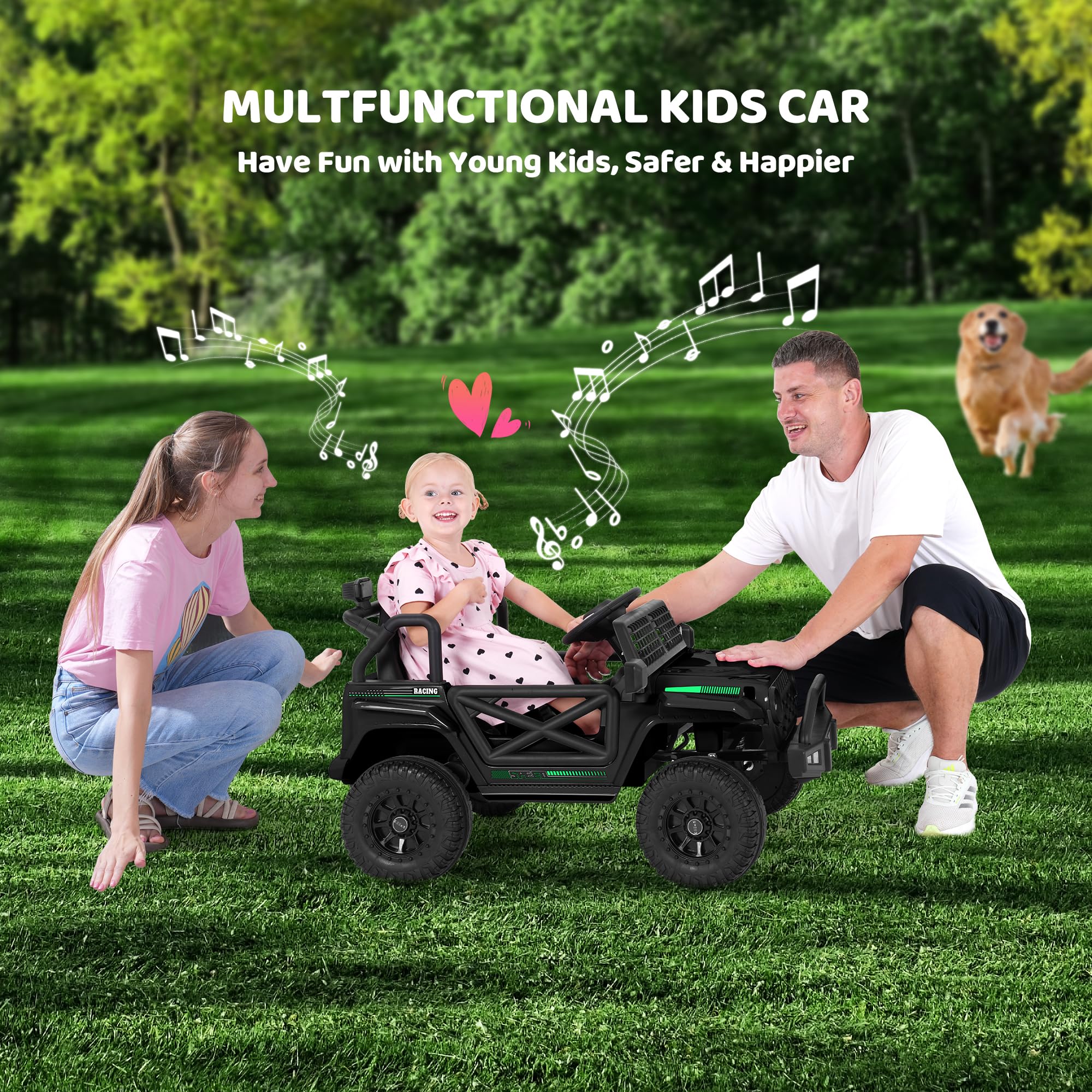 12V Kids Electric Ride On Truck with Remote Control - 7Ah Large Battery, 2 Speed Modes, LED Lights, Horn & Music | Toddler Power Wheels Toy for Boys & Girls | Perfect for Indoor Play, Backyard Fun & Birthday Gifts