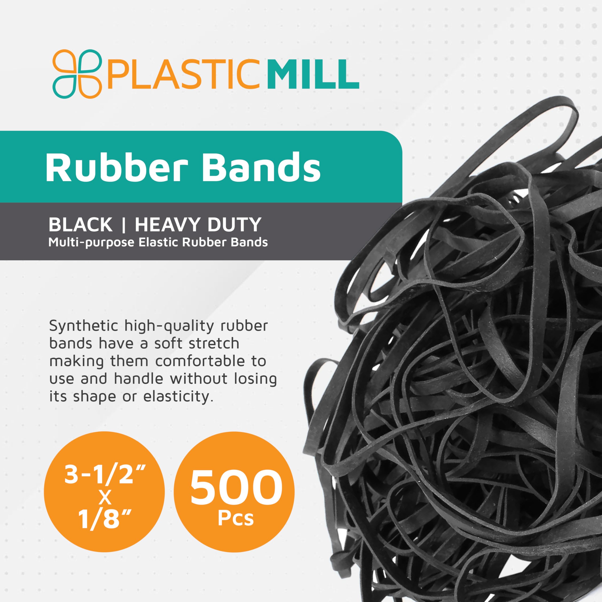 PlasticMill #33 Black Rubber Bands (3.5