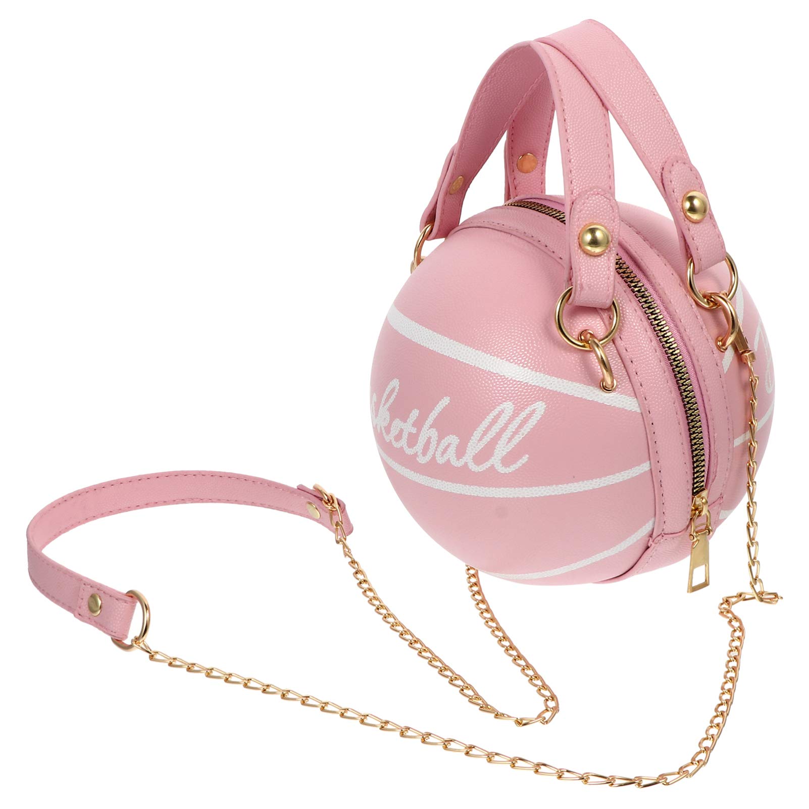 Amosfun Women's PU Leather Basketball Shaped Evening Clutch Bag - Round Crossbody Shoulder Purse for Girls, Perfect for Parties, Dates & Casual Outings