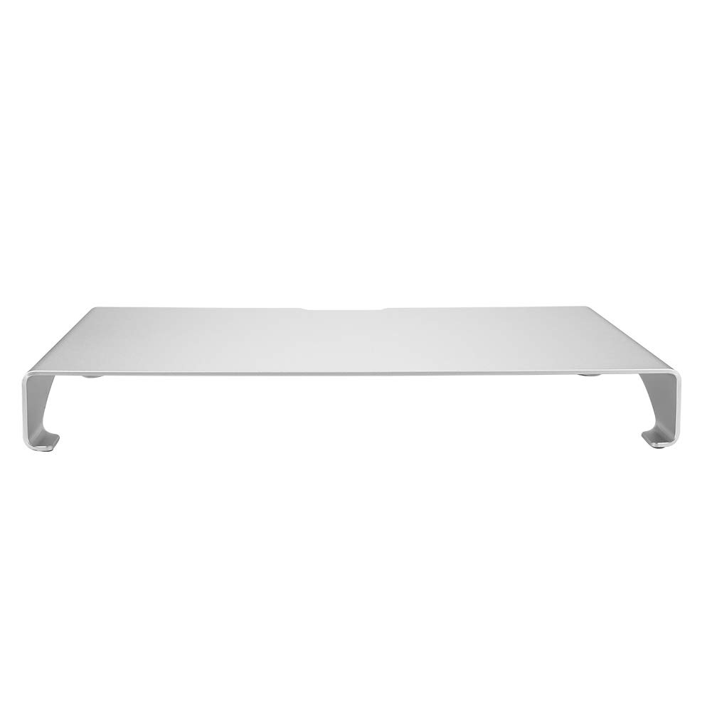SOONHUA Aluminum Alloy Laptop Stand Riser - Adjustable Ergonomic Monitor Stand for Desk, Notebook & Computer Holder with Storage Shelf (Silver) - Perfect for Home Office, Gaming & Workspace Organization