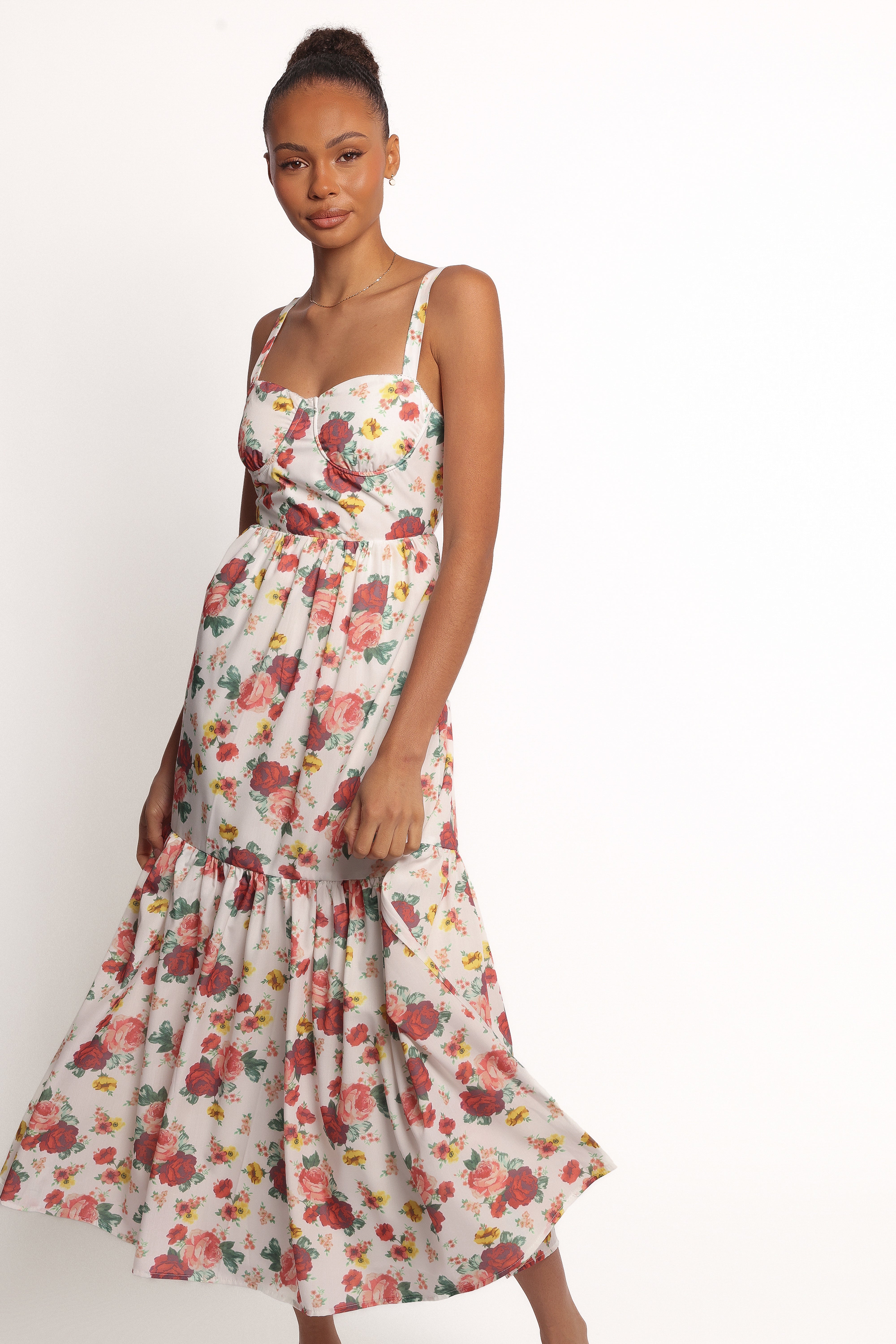 Donatella Maxi Dress - Floral Print Long Summer Dress for Women | Beach Wedding, Vacation & Party Wear