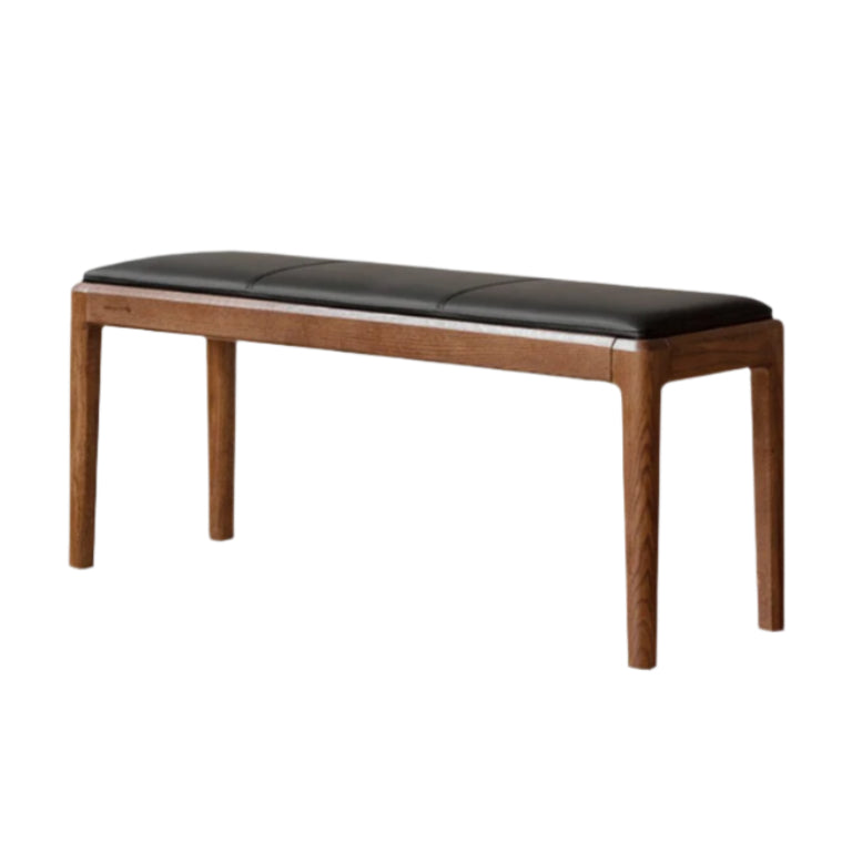 Solid Oak & Black Walnut Nordic Style Long Bench - Modern Wooden Sofa for Living Room, Bedroom, Entryway & Dining Area