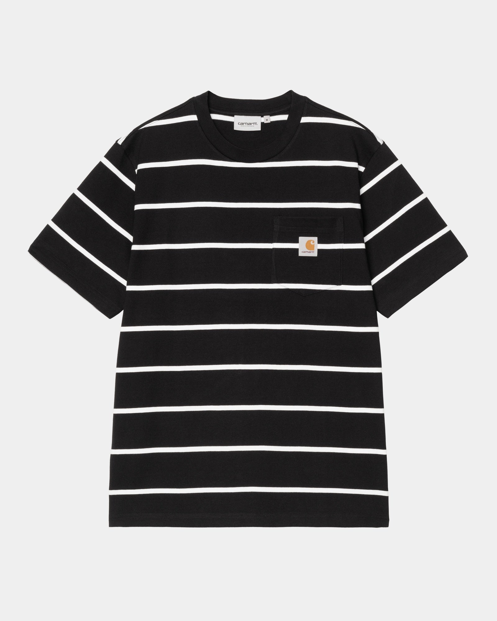 Aiken Stripe Pocket T-Shirt for Men - Stylish Black Cotton Tee with Front Pocket | Casual Wear, Street Style, Everyday Outfits
