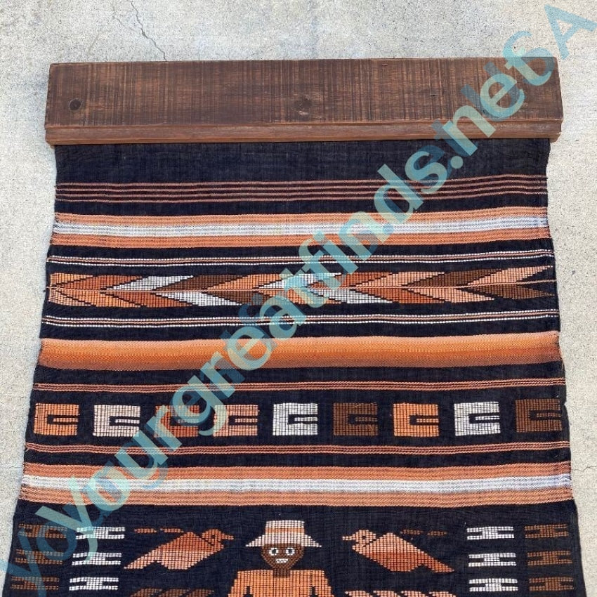Vintage Folk Art Embroidered Ethnic Wall Hanging Decor - Handmade Man and Birds Tapestry for Bohemian Home, Bedroom, or Living Room Wall Decor