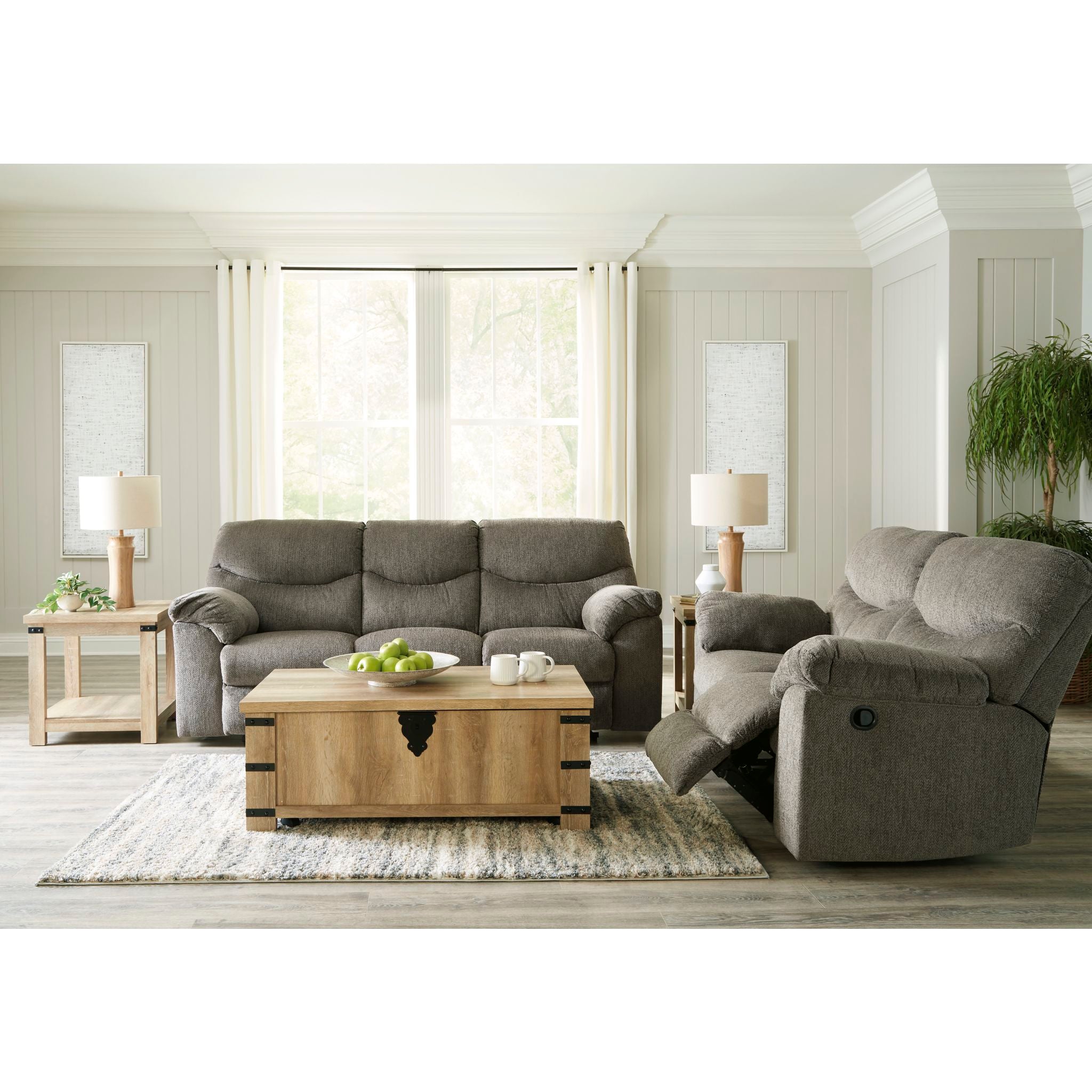 Alphons Reclining Loveseat in Putty - Modern Fabric Sofa for Small Spaces | Perfect for Living Room, Apartment & Home Theater Relaxation