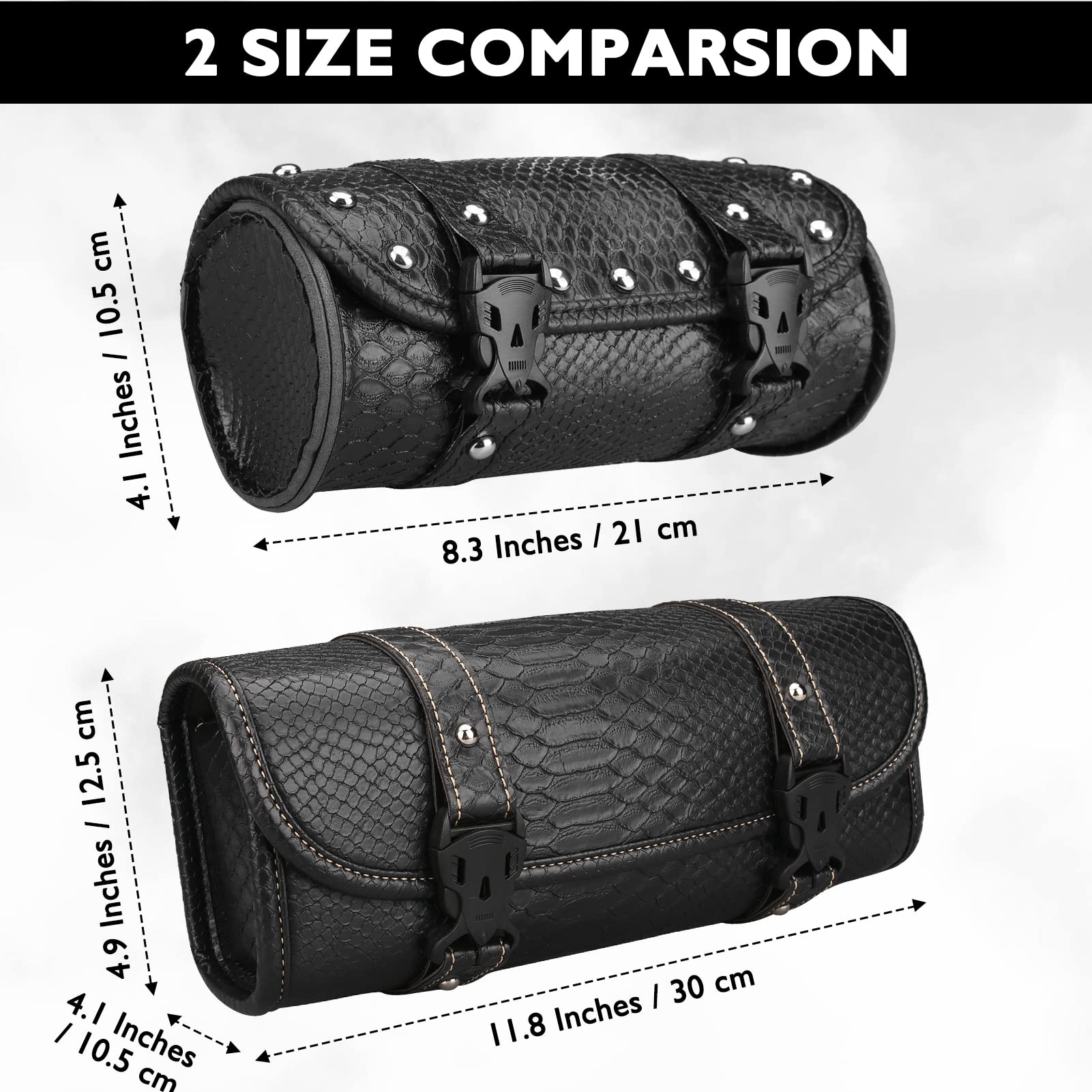 Motorcycle Fork Bag PU Leather - Universal Saddlebag for Sportster & Scooter (Black) - Handlebar Storage Pouch for Riding