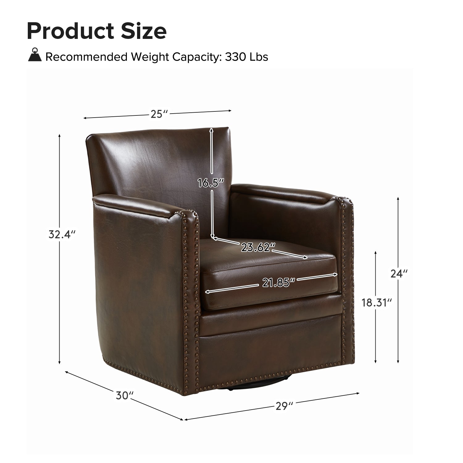 Gloria Genuine Leather Swivel Chair - 360° Rotating Office Chair with Adjustable Height for Home & Office Workspace - Perfect for Conference Rooms, Study Desks and Executive Offices