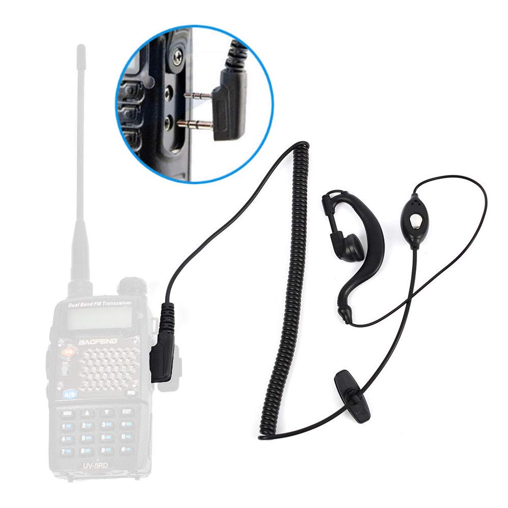 20 Pack Walkie Talkie Earpiece Headset with PTT Mic - 2 Pin G-Shape Design Compatible with Retevis, Kenwood, PUXING, Baofeng UV5R/UV82/888S/777S/H777, RT21/RT22 Radios - Ideal for Security, Construction & Outdoor Communication