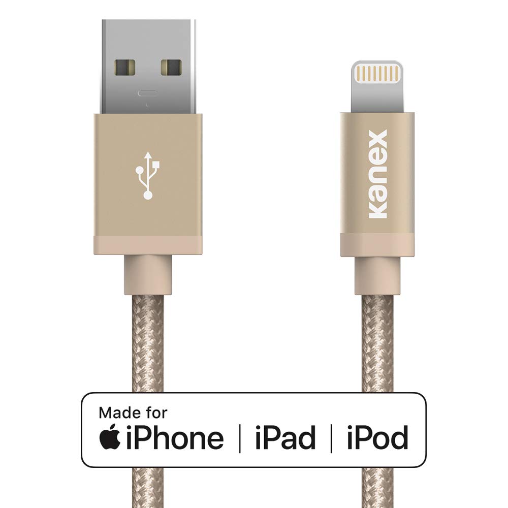 Apple Certified Premium Lightning to USB Cable 6in (15cm) - Gold DuraBraid Fiber for iPhone Charging & Data Sync | Perfect for Home, Office & Travel