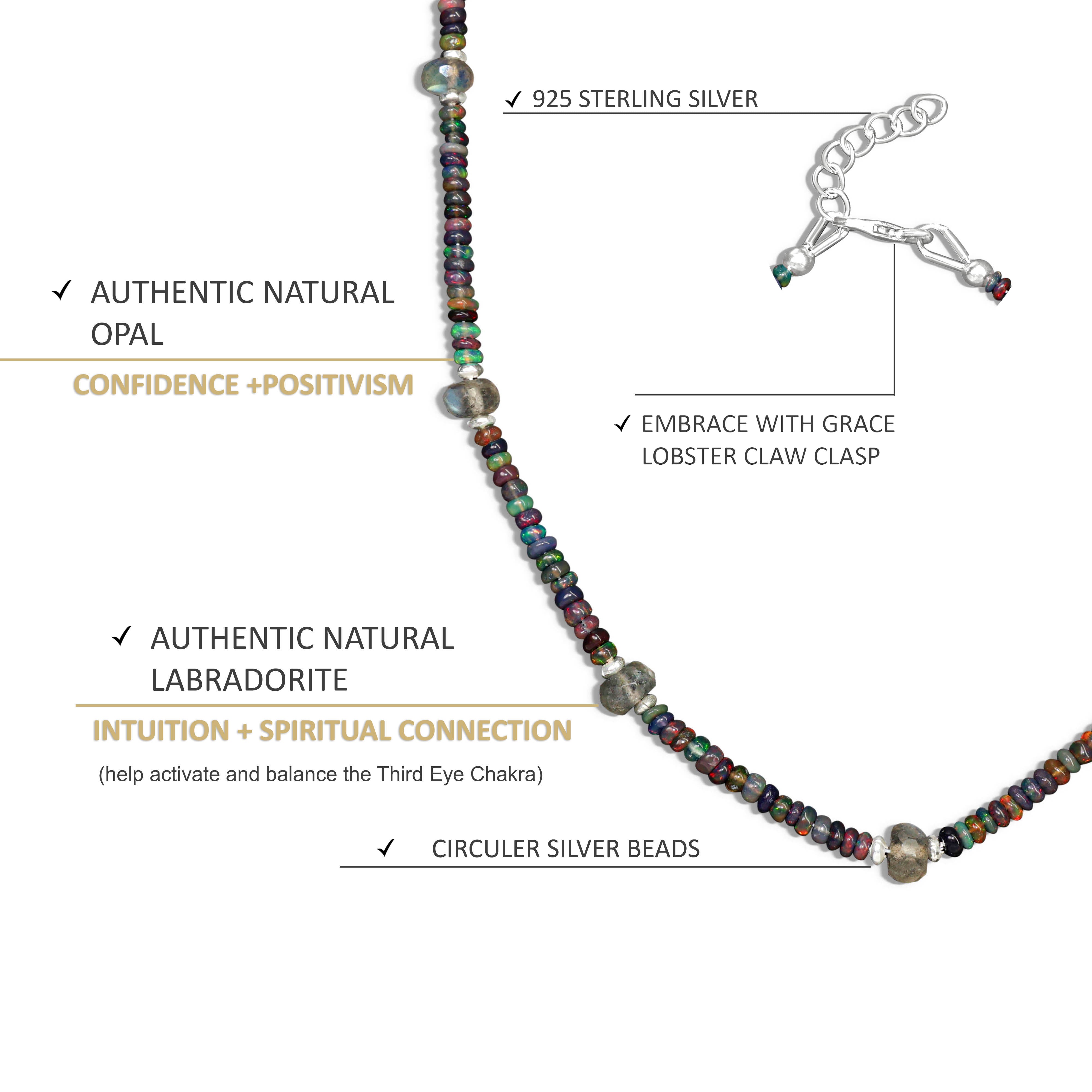 Handmade Moonstone & Black Opal Beaded Necklace for Women | Natural Gemstone Jewelry | Perfect for Boho, Wedding & Everyday Wear