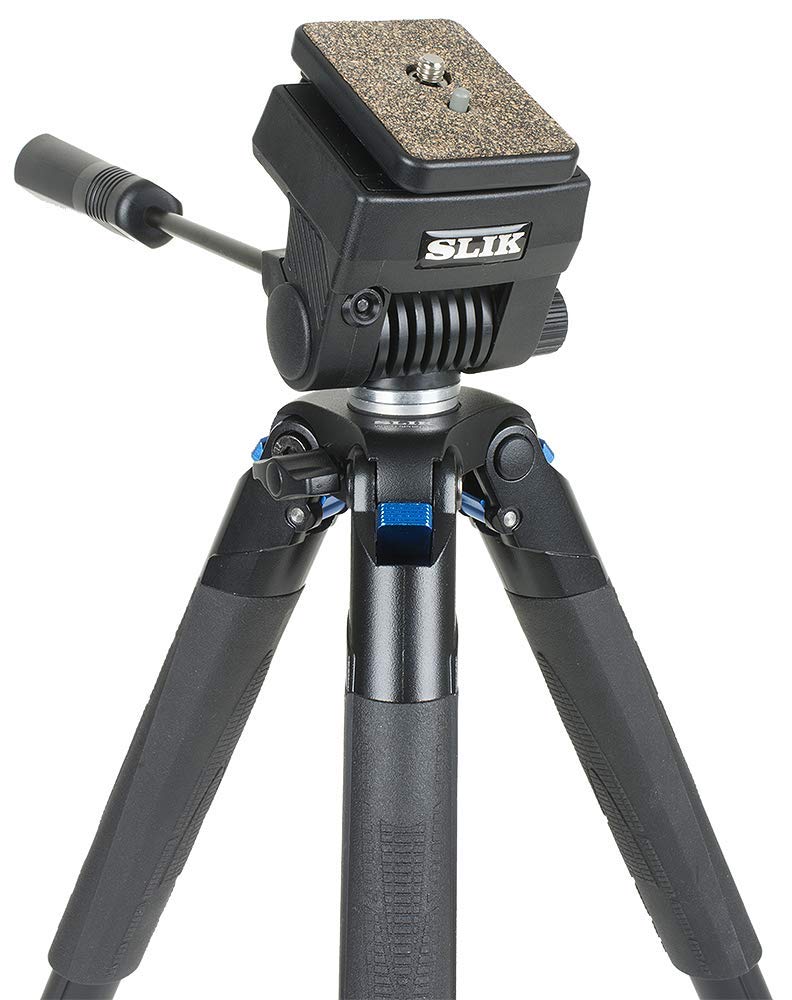 SLIK Video Sprint III Lightweight Travel Tripod with Sprint Video Head - Compatible with Mirrorless & DSLR Cameras (Sony, Nikon, Canon, Fuji) - Black (617-521) - Perfect for Travel Vlogging, Outdoor Photography & Video Shooting