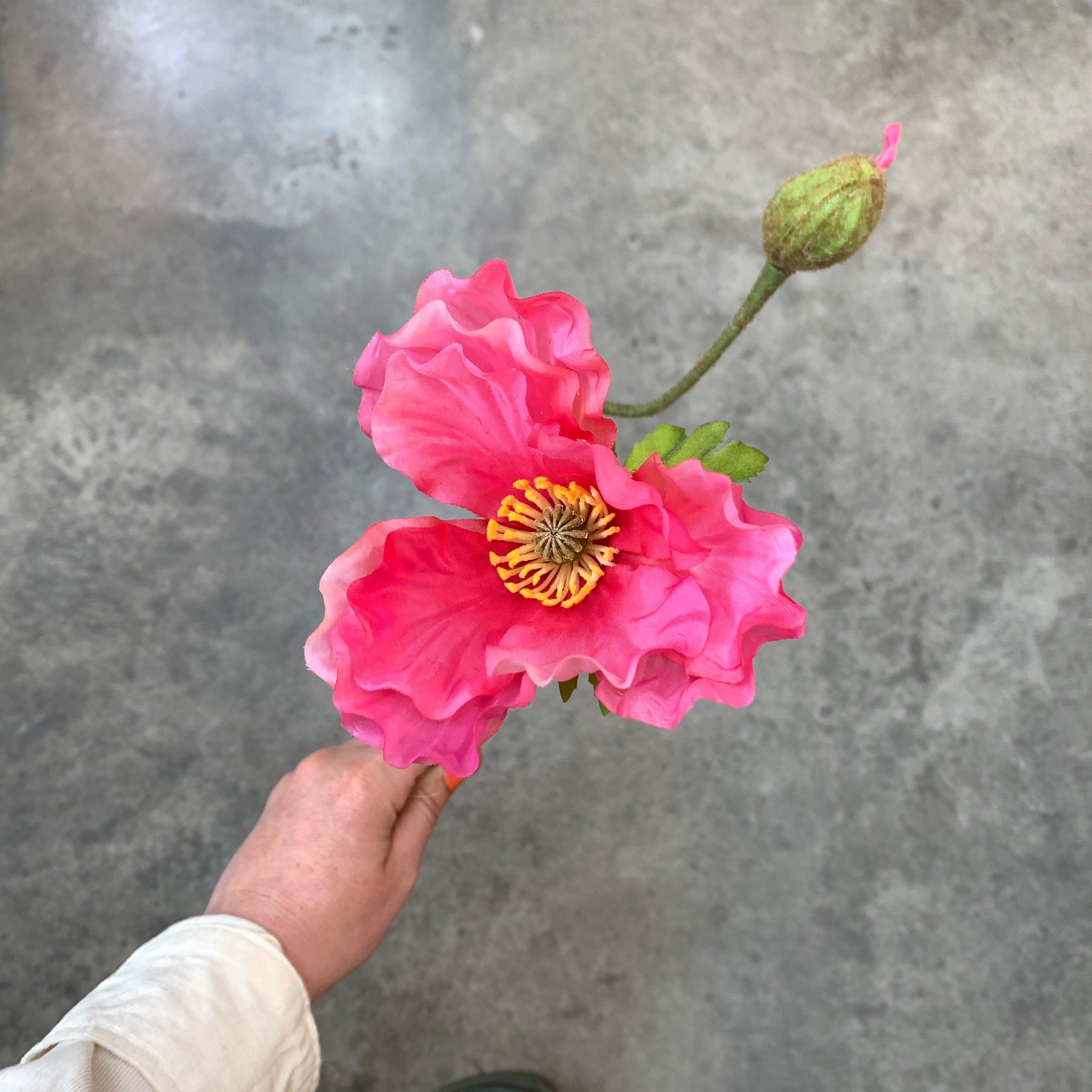Artificial Pink Iceland Poppy Silk Flowers - Realistic Fake Floral Decor for Home, Wedding, Party, and Office Decorations