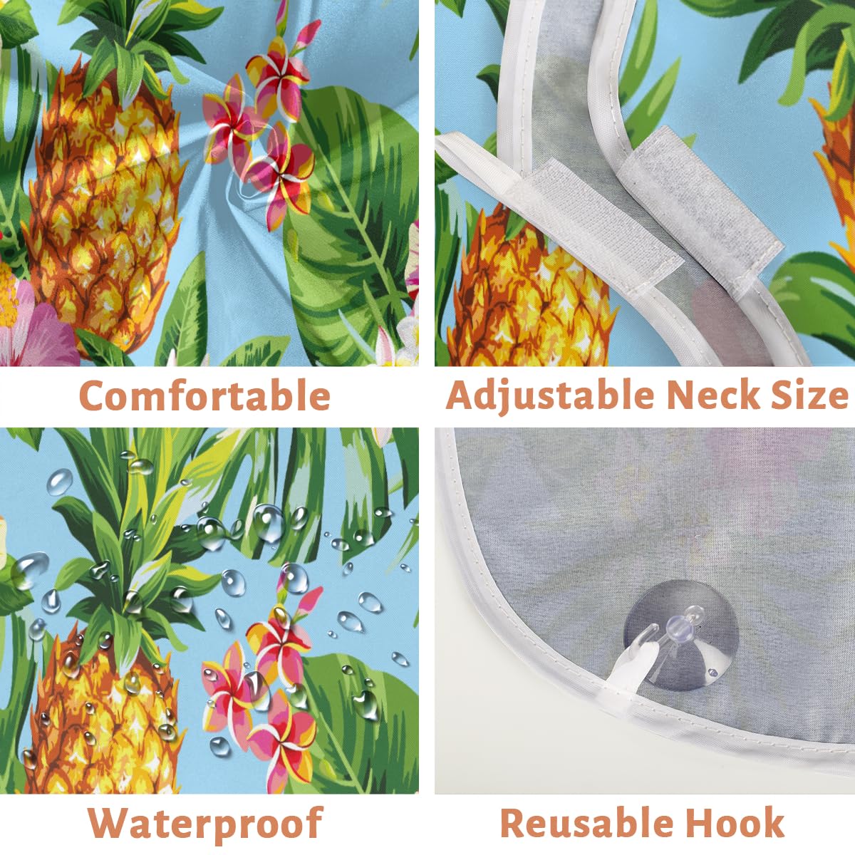 Non-Stick Beard Bib with Suction Cups - Tropical Pineapple Palm Leaves Design for Men's Shaving & Grooming | Perfect Birthday Gift for Husband & Dad | Use During Haircuts, Trims & Beard Care at Home