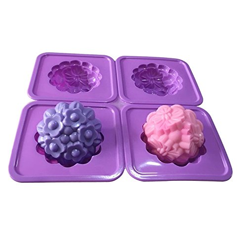 4-Cavity Flower Silicone Mold for Soap Making, Baking, Ice Cream & Polymer Clay Crafts - DIY Handmade Art Supplies for Home Decor & Gift Making