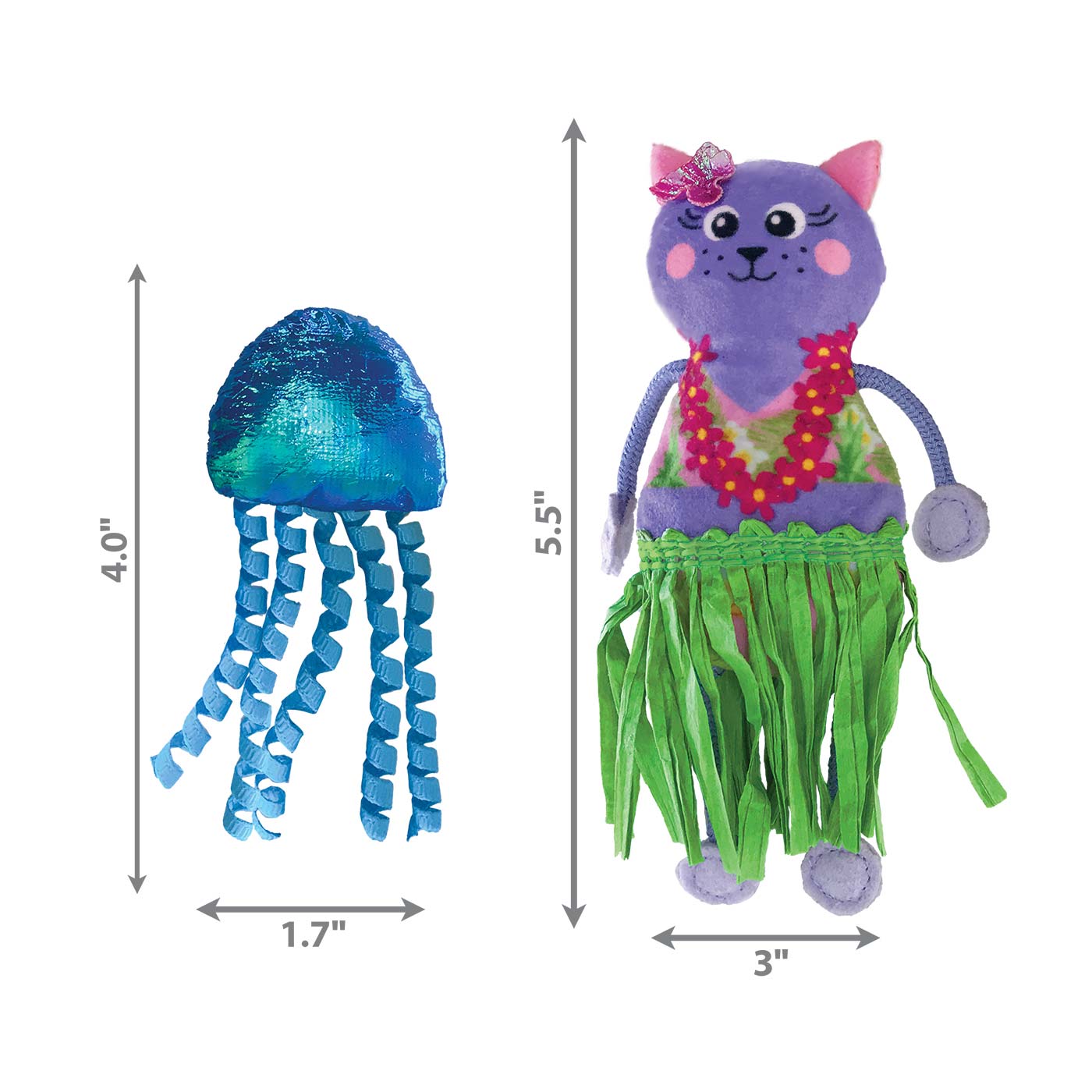 KONG Cat Tropics Hula Cat Toys - 2 Pack Durable Interactive Catnip Toys for Indoor Cats - Perfect for Playtime, Exercise & Stress Relief