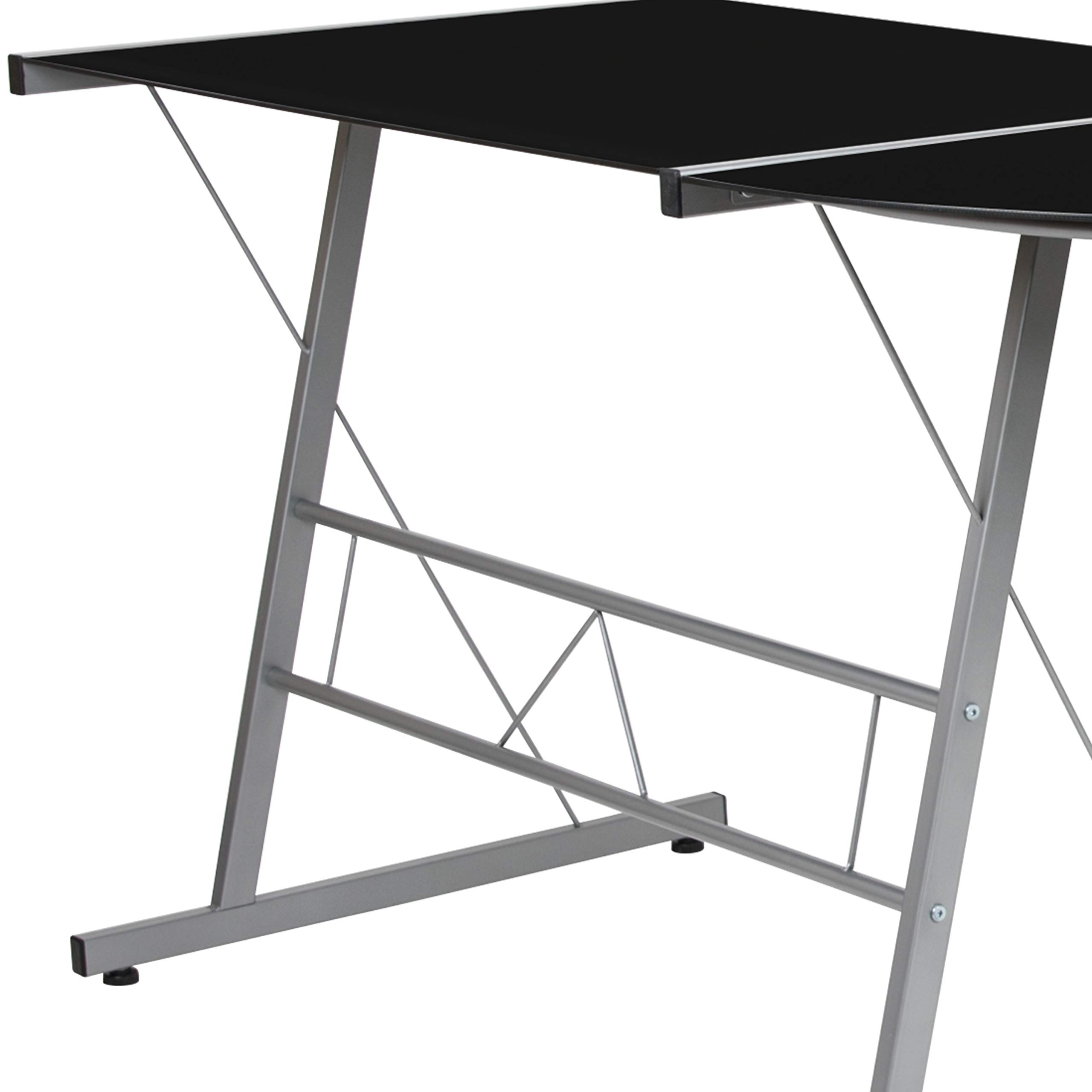 EMMA + OLIVER Black L-Shaped Corner Glass Computer Desk for Gaming & Home Office - Perfect for Small Spaces, Workstations & Modern Home Decor