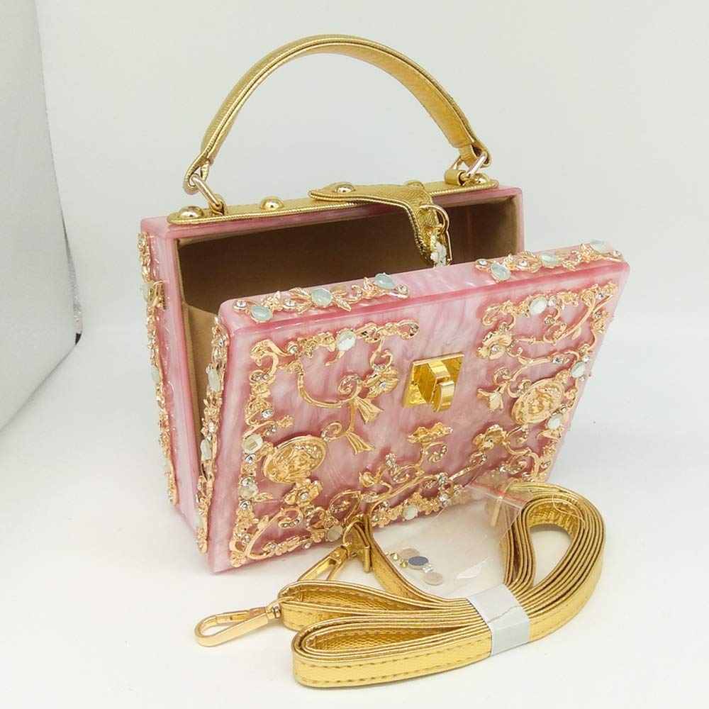 Stylish Acrylic Flower Shoulder Bag for Women - Rhinestone Evening Crossbody Purse for Parties & Events