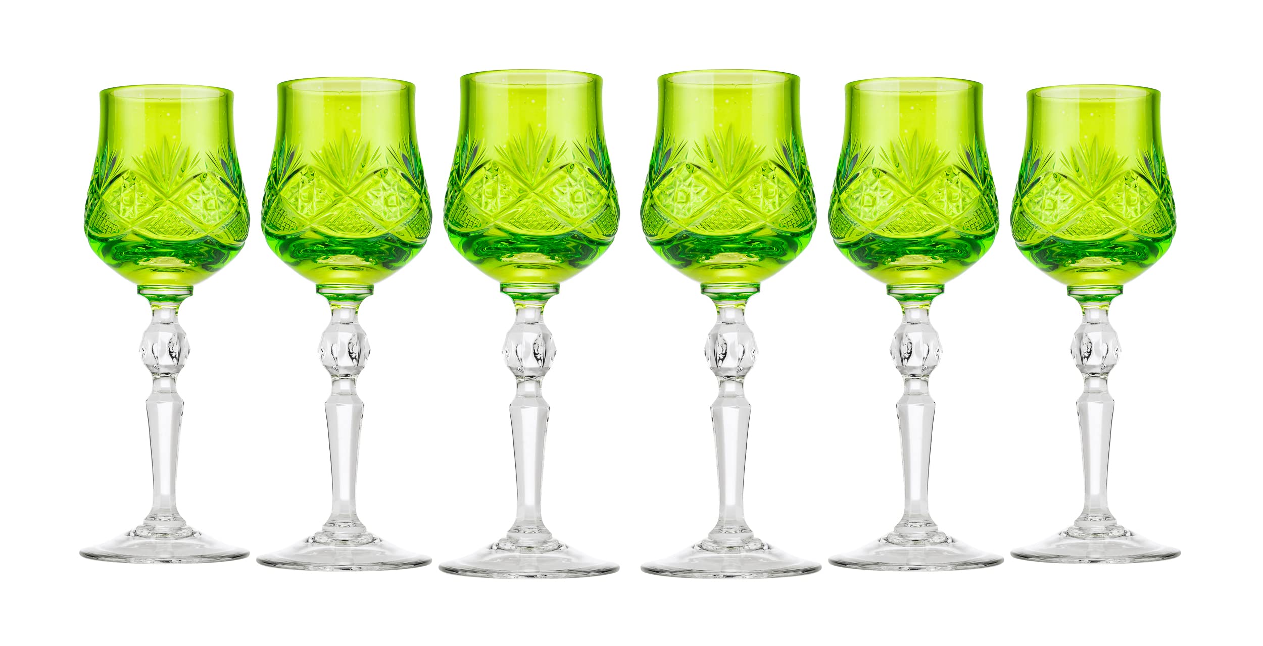 WG7841BC-X Handmade Crystal Cordial Shot Glasses Set of 6 - 2.25 Oz Elegant Stemmed Vodka & Liqueur Glasses for Cocktails, Parties & Home Bar Decor