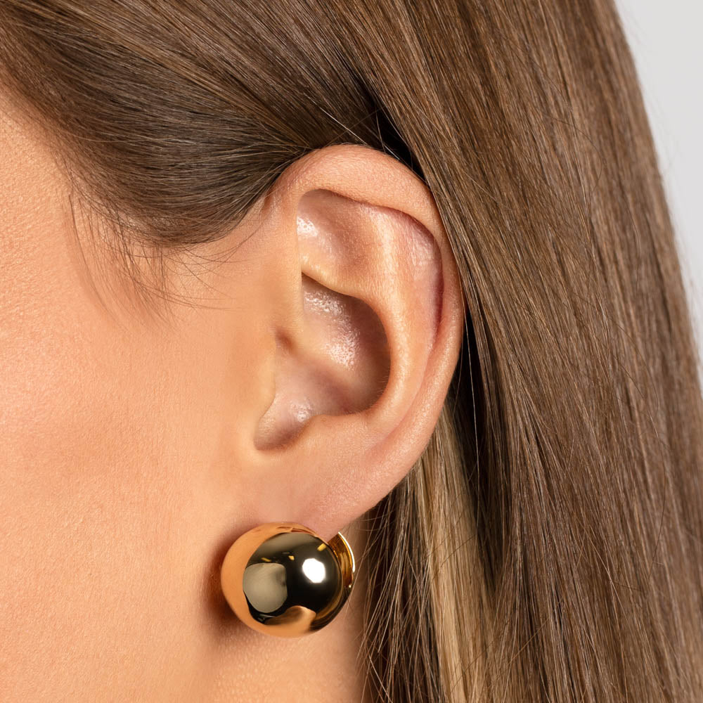 Chunky Ball Huggie Earrings in Gold - Trendy Hoop Earrings for Women, Minimalist Dainty Jewelry Gift - Perfect for Everyday Wear, Parties & Special Occasions