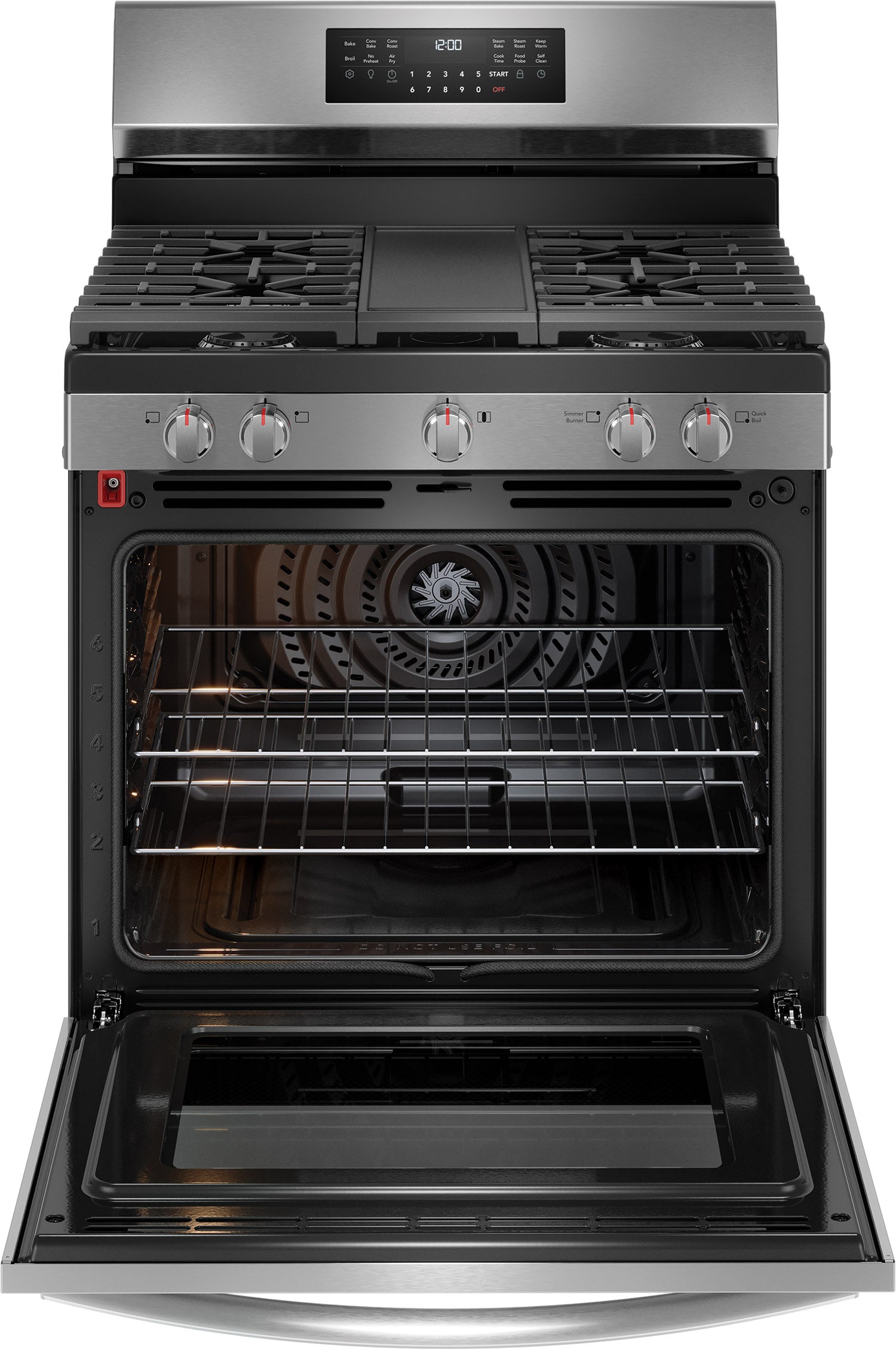Frigidaire Gallery GCRG3060BD 30-Inch Smudge Proof Black Stainless Steel Gas Range - 5.1 Cu. Ft Capacity, Rear Control for Modern Kitchens - Perfect for Home Cooking, Baking & Family Meals