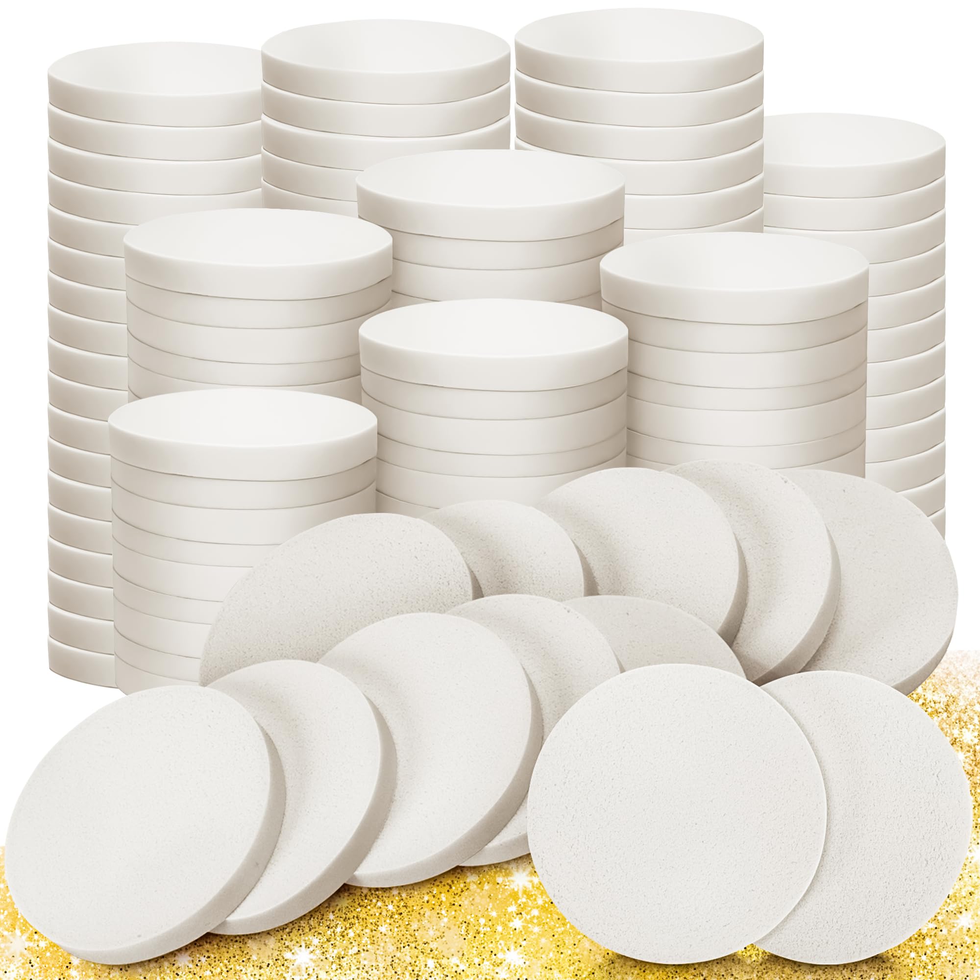 MotBach 100 PCS White Round Makeup Sponges - Soft Cosmetic Blending Sponge for Foundation, Powder & Concealer - Wet & Dry Dual Use Beauty Sponge Puff for All Skin Types - Perfect for Everyday Makeup, Contouring & Professional Application