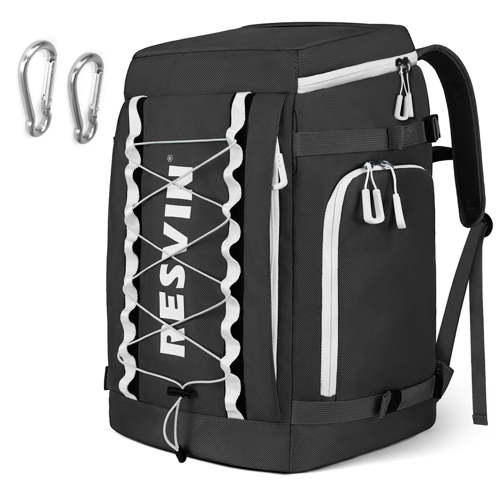 **55L Waterproof Ski Boot Backpack - 1680D Nylon Travel Bag for Ski Helmet, Goggles, Gloves & Snowboard Accessories | Perfect for Ski Trips & Winter Sports Gear Storage**