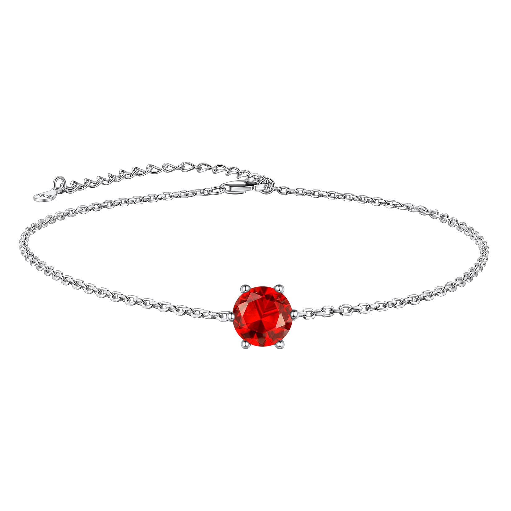 Suplight 925 Sterling Silver Birthstone Crystal Anklet - Dainty Chain Ankle Bracelet for Women | Perfect Gift for Birthday, Anniversary & Special Occasions | Comes with Elegant Gift Box