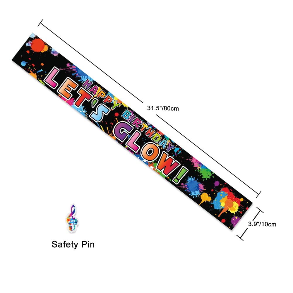 Glow Neon Birthday Party Decorations - Happy Birthday Sash & Party Supplies for Glowing Themed Celebrations | Perfect for Birthday Anniversaries, Night Parties & Neon-Themed Events