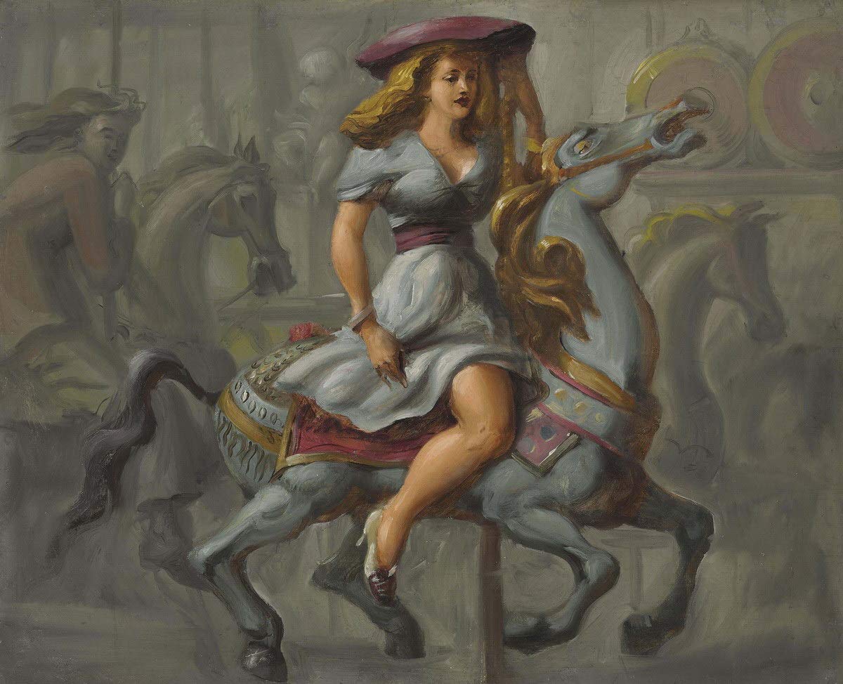 Berkin Arts Reginald Marsh Giclee Print - Famous Merry-Go-Round Painting Reproduction - Fine Art Wall Decor Poster - Double Sided Work for Home & Office Decoration